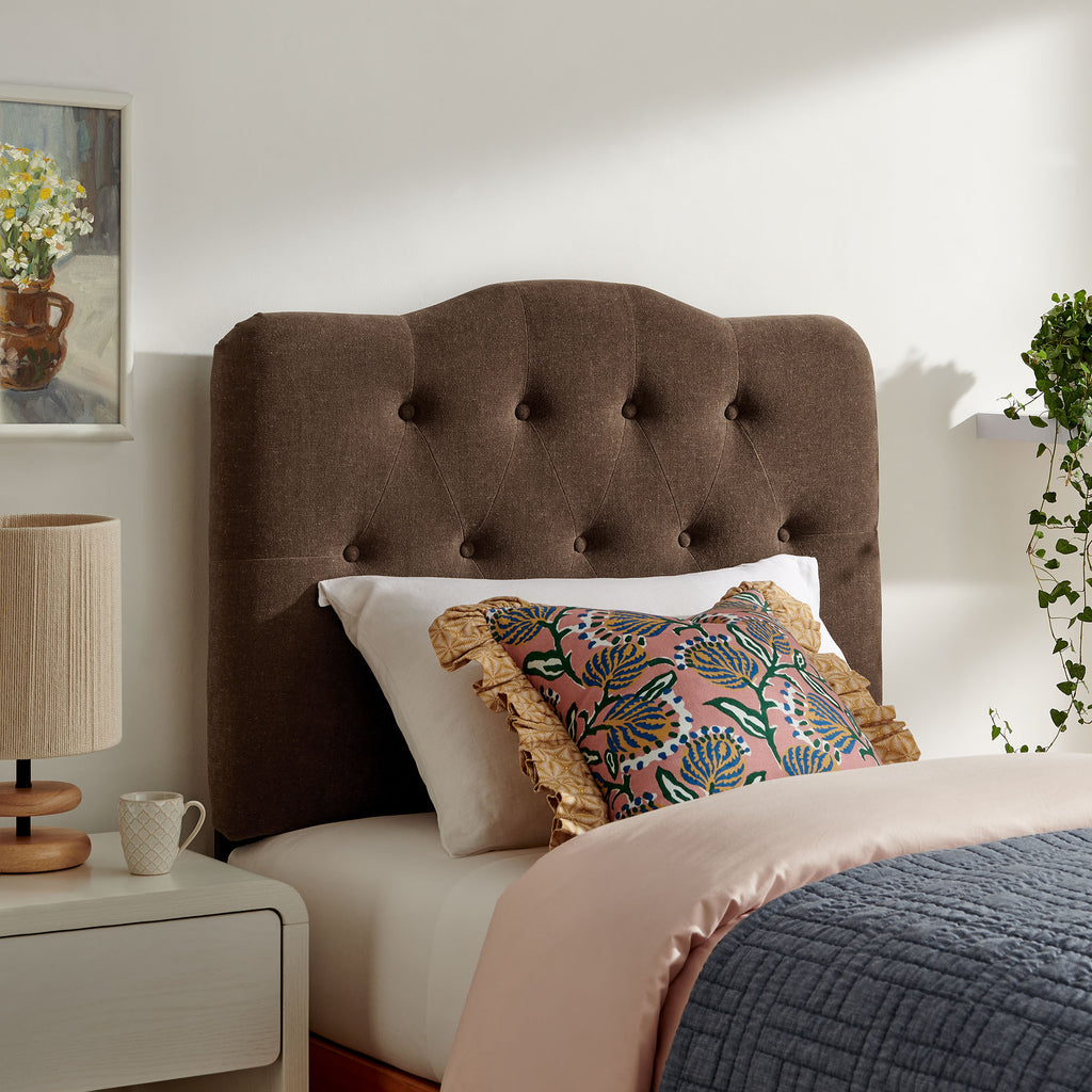 Annabel Premium Linen Blend Twin Headboard - Cocoa
