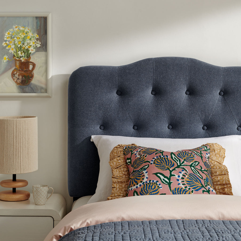 Annabel Premium Linen Blend Twin Headboard - Denim