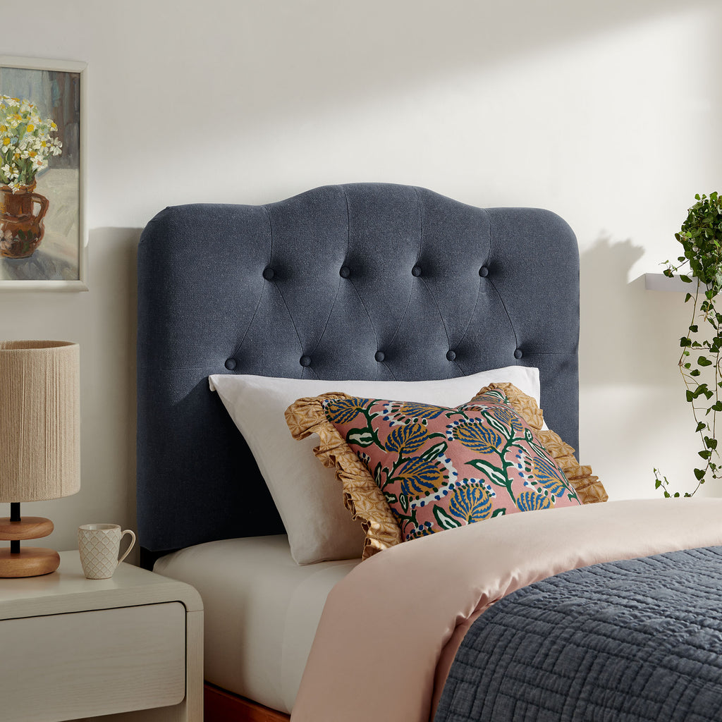 Annabel Premium Linen Blend Twin Headboard - Denim