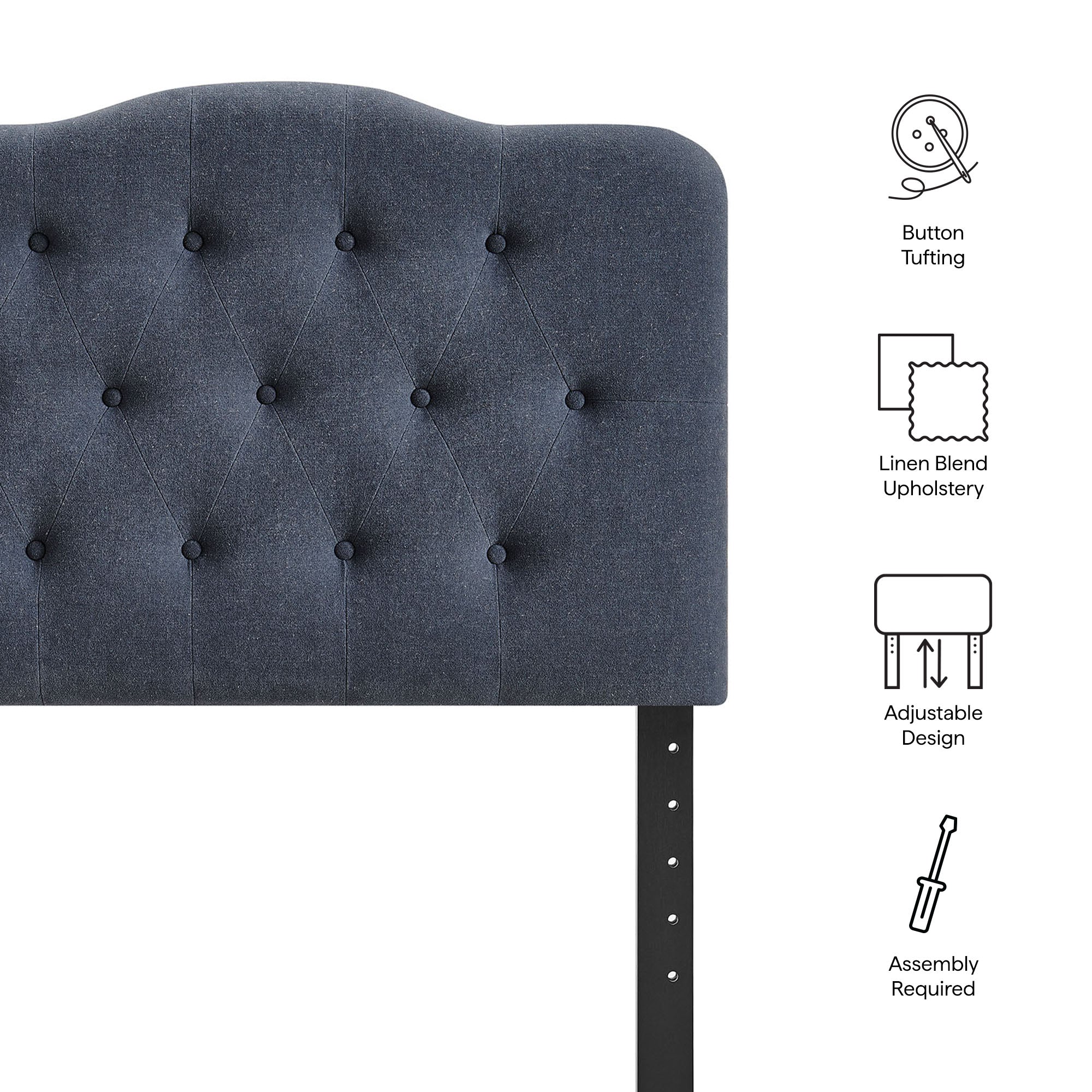Annabel Premium Linen Blend Twin Headboard - Denim