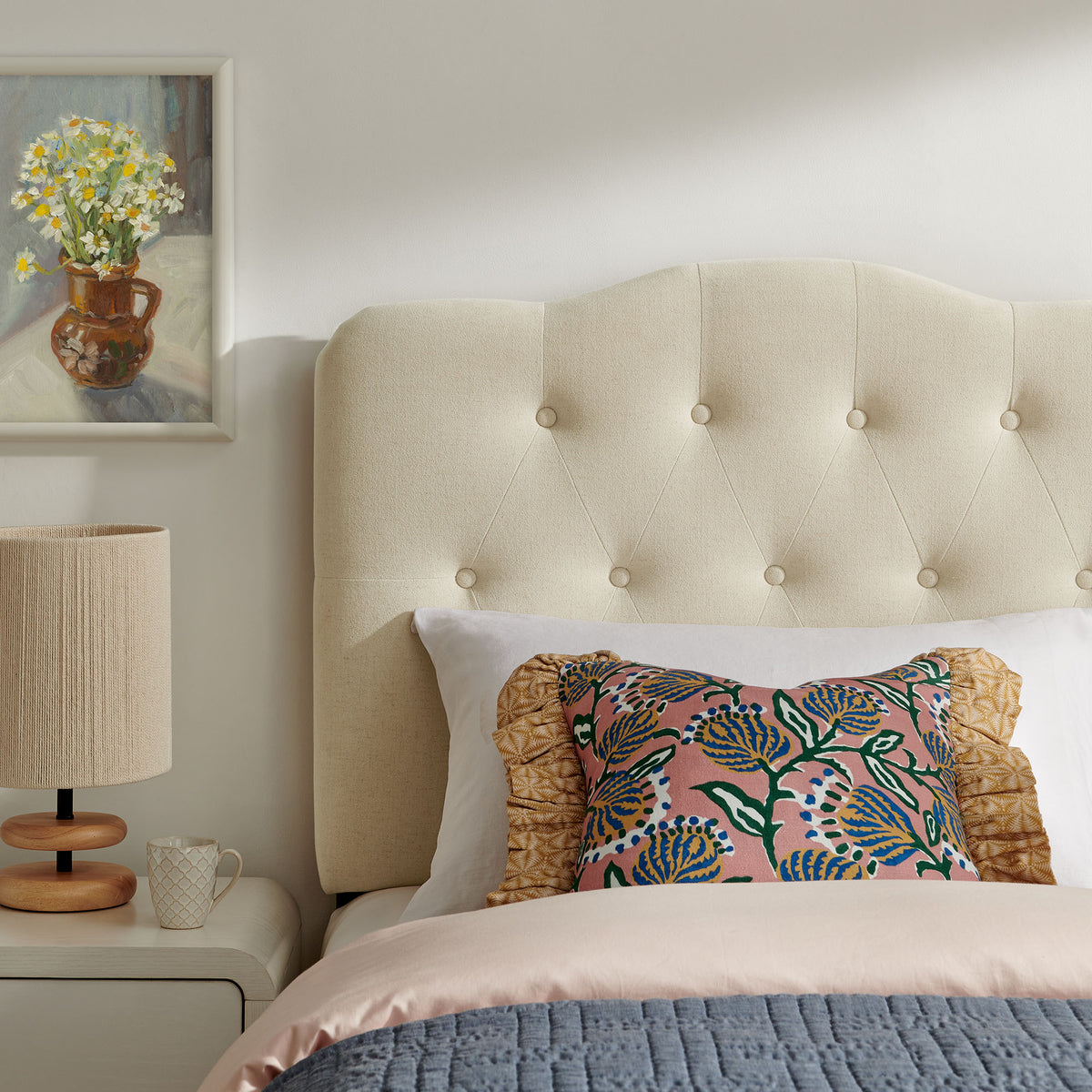 Annabel Premium Linen Blend Twin Headboard