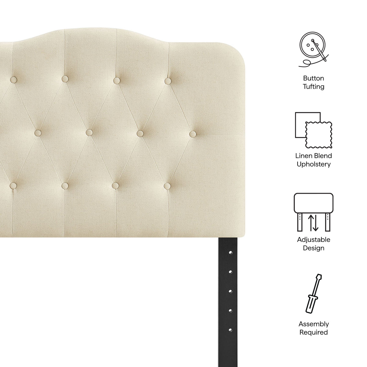 Annabel Premium Linen Blend Twin Headboard
