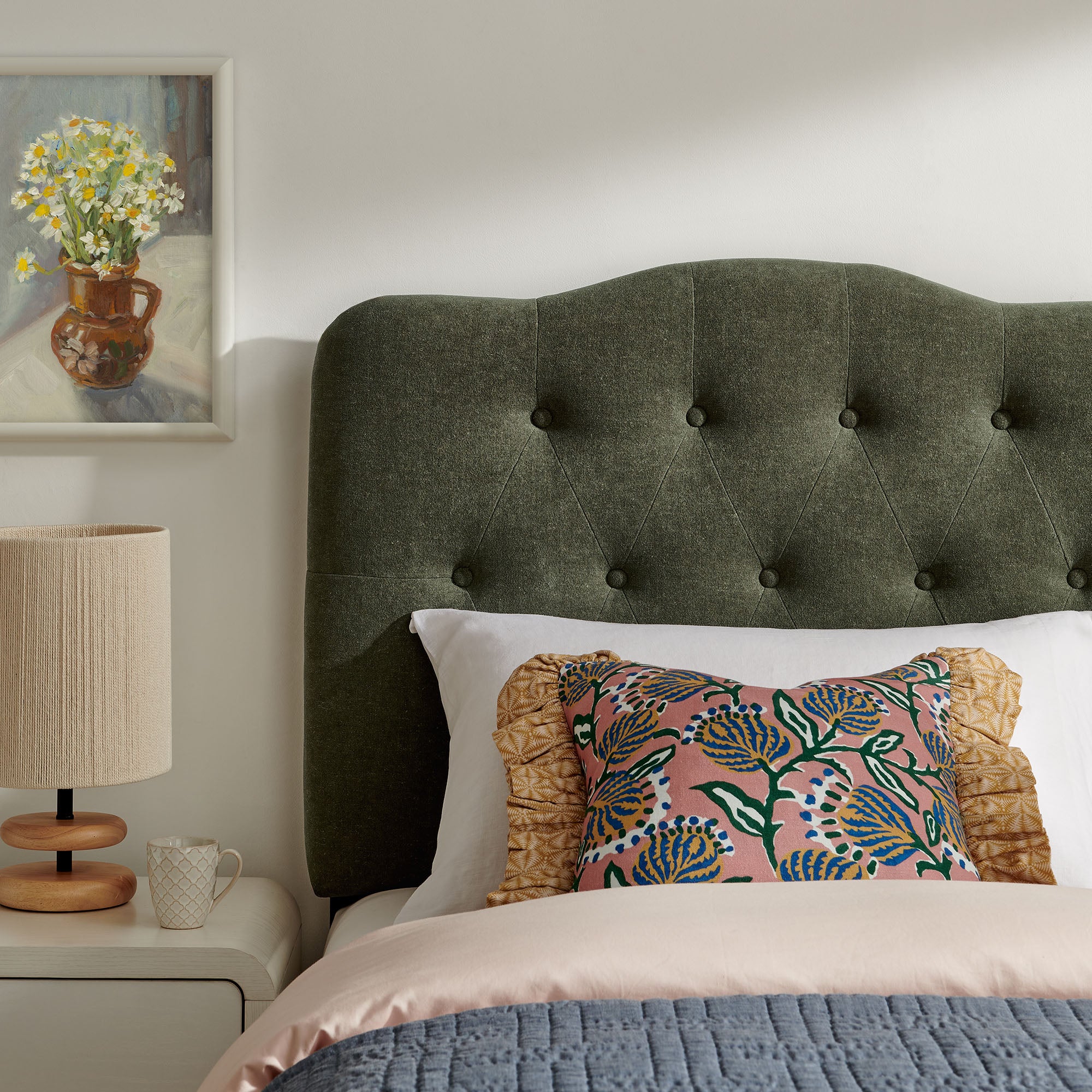 Annabel Premium Linen Blend Twin Headboard - Sage