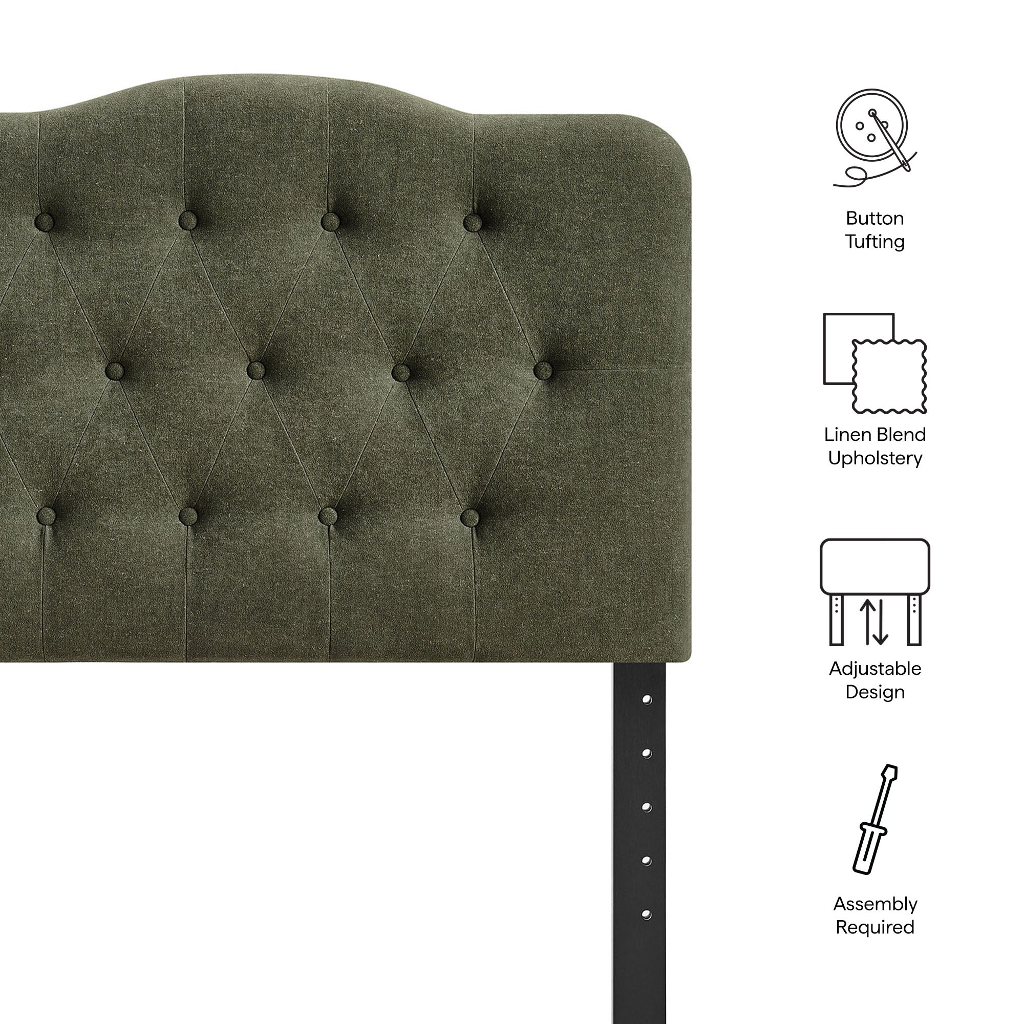 Annabel Premium Linen Blend Twin Headboard - Sage
