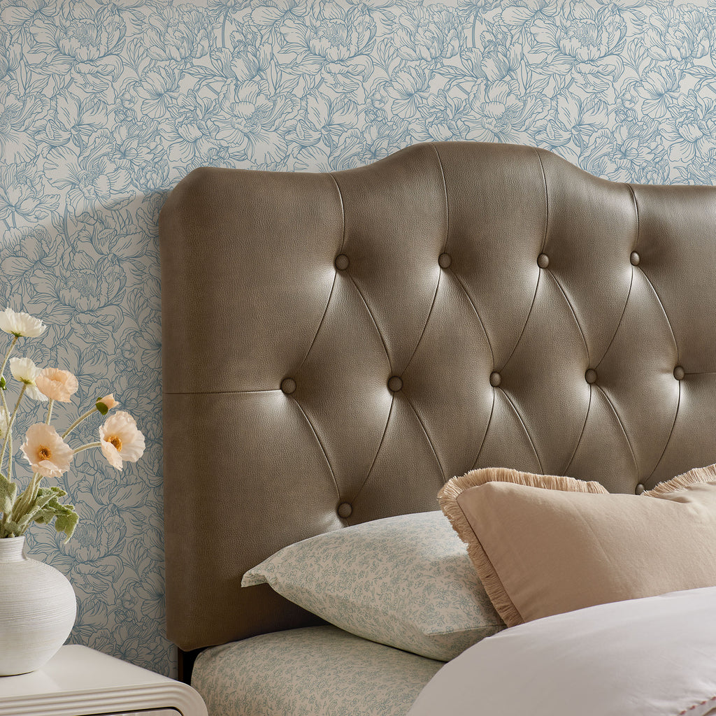 Annabel Faux Leather Twin Headboard - Mushroom