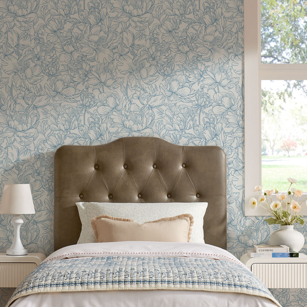 Annabel Faux Leather Twin Headboard - Mushroom
