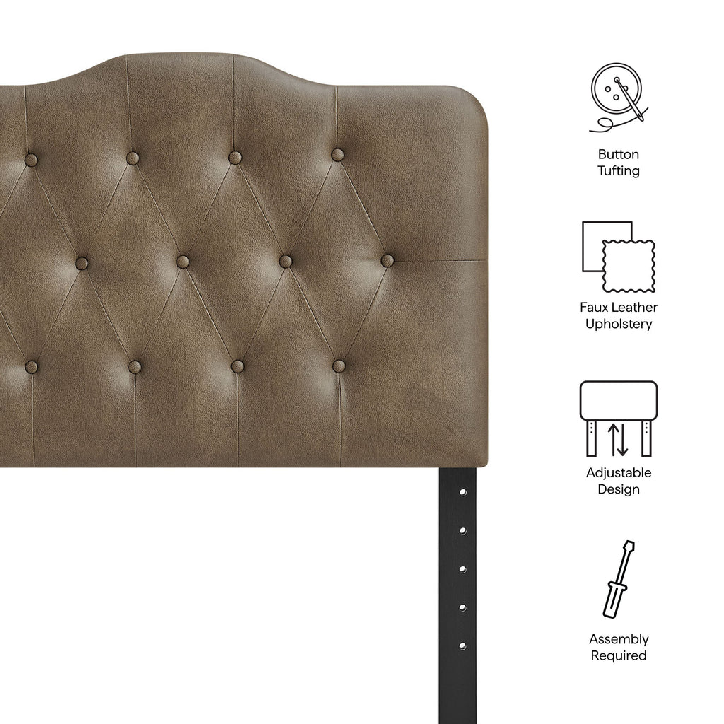 Annabel Faux Leather Twin Headboard - Mushroom