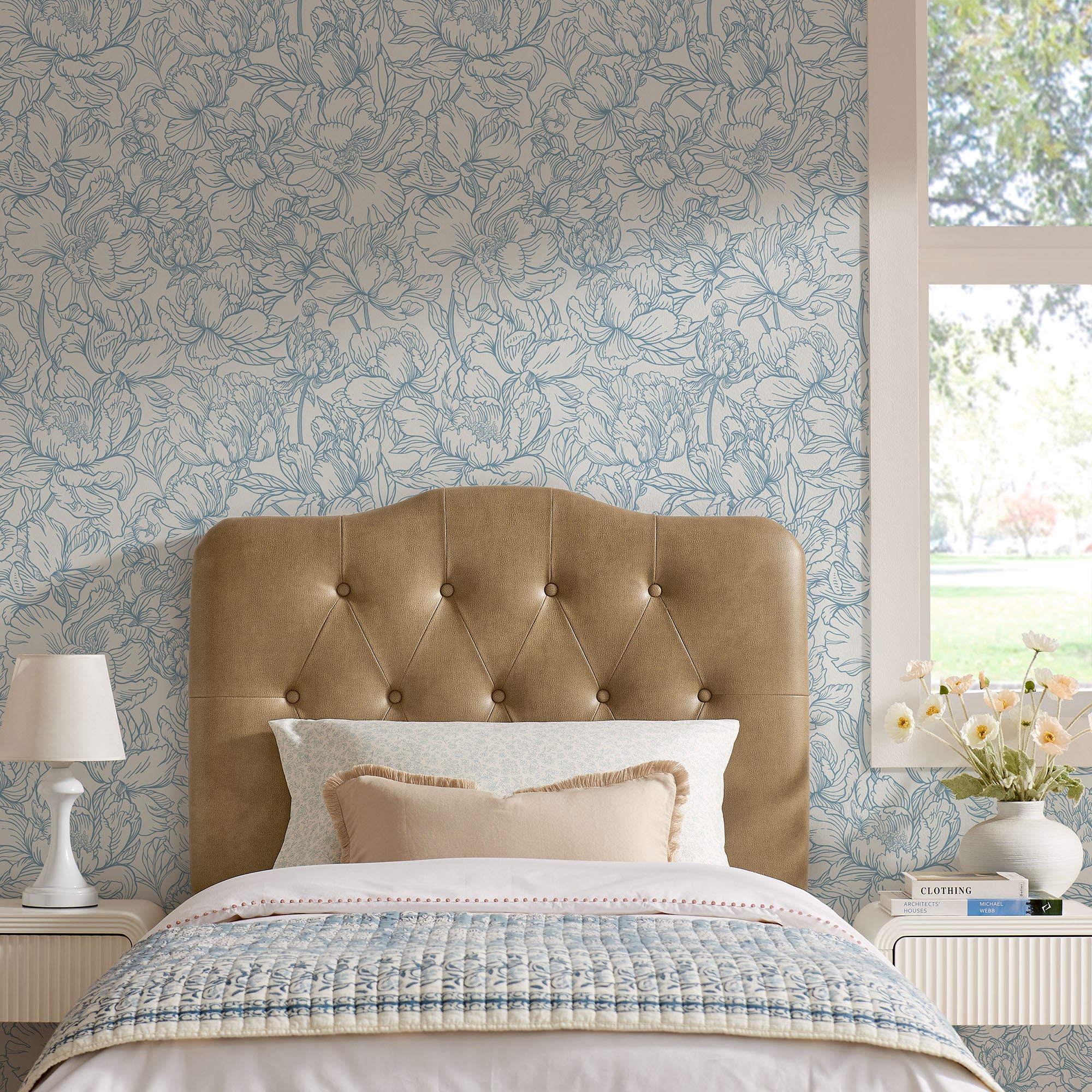 Annabel Faux Leather Twin Headboard - Toast
