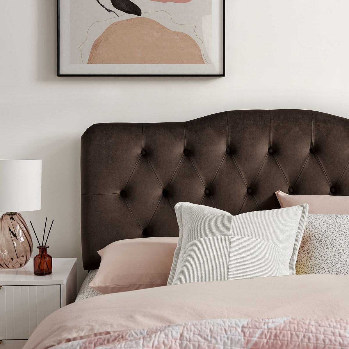Annabel Stain-Resistant Performance Velvet Full Headboard - Chocolate Brown