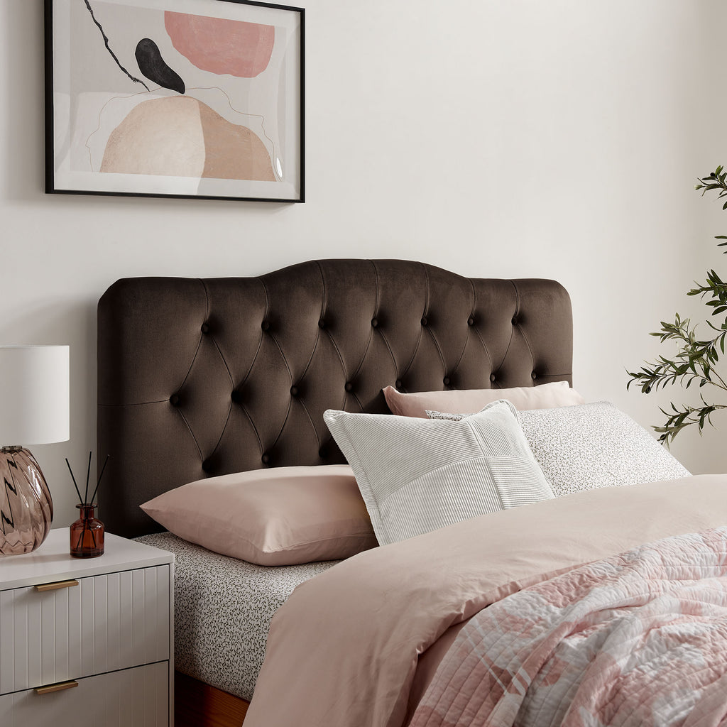 Annabel Stain-Resistant Performance Velvet Full Headboard - Chocolate Brown
