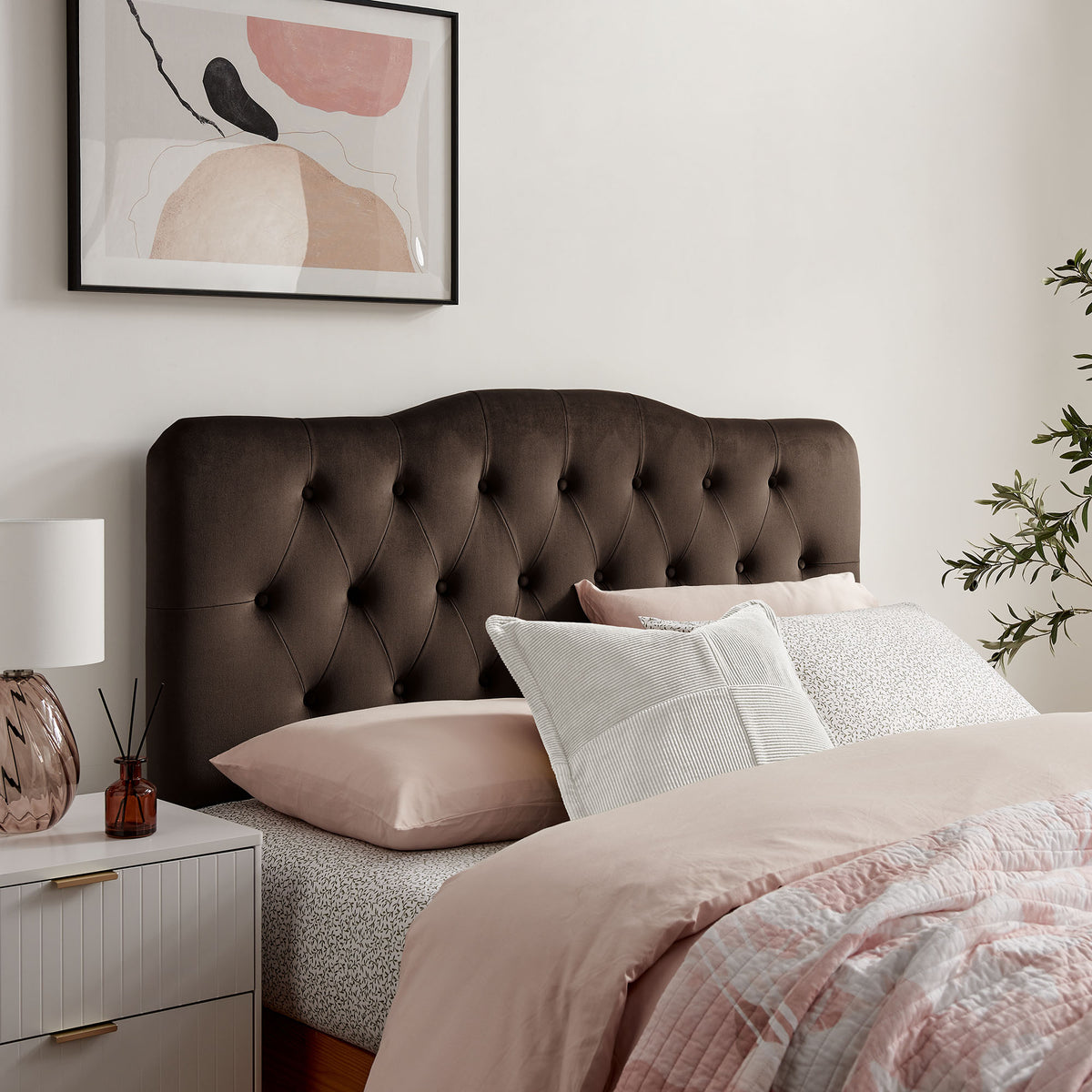 Annabel Stain-Resistant Performance Velvet Full Headboard - Chocolate Brown