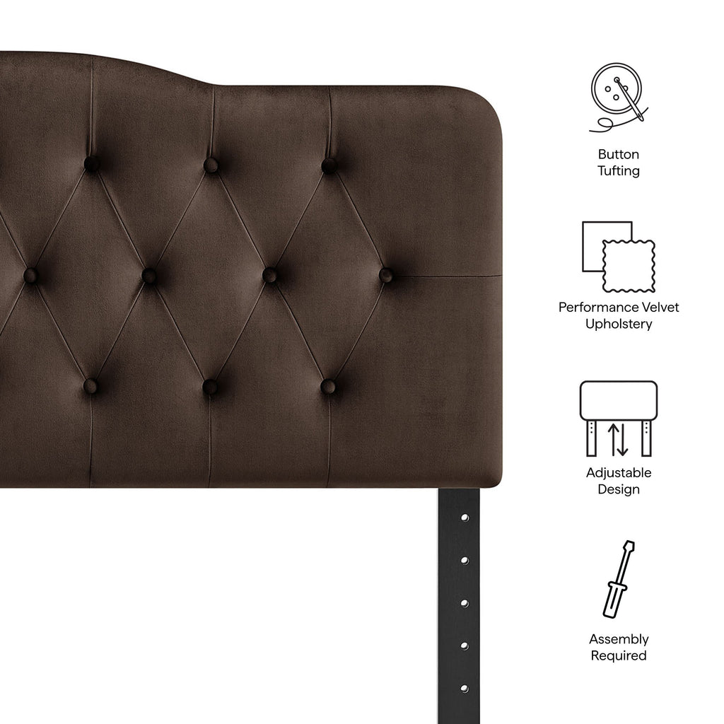 Annabel Stain-Resistant Performance Velvet Full Headboard - Chocolate Brown