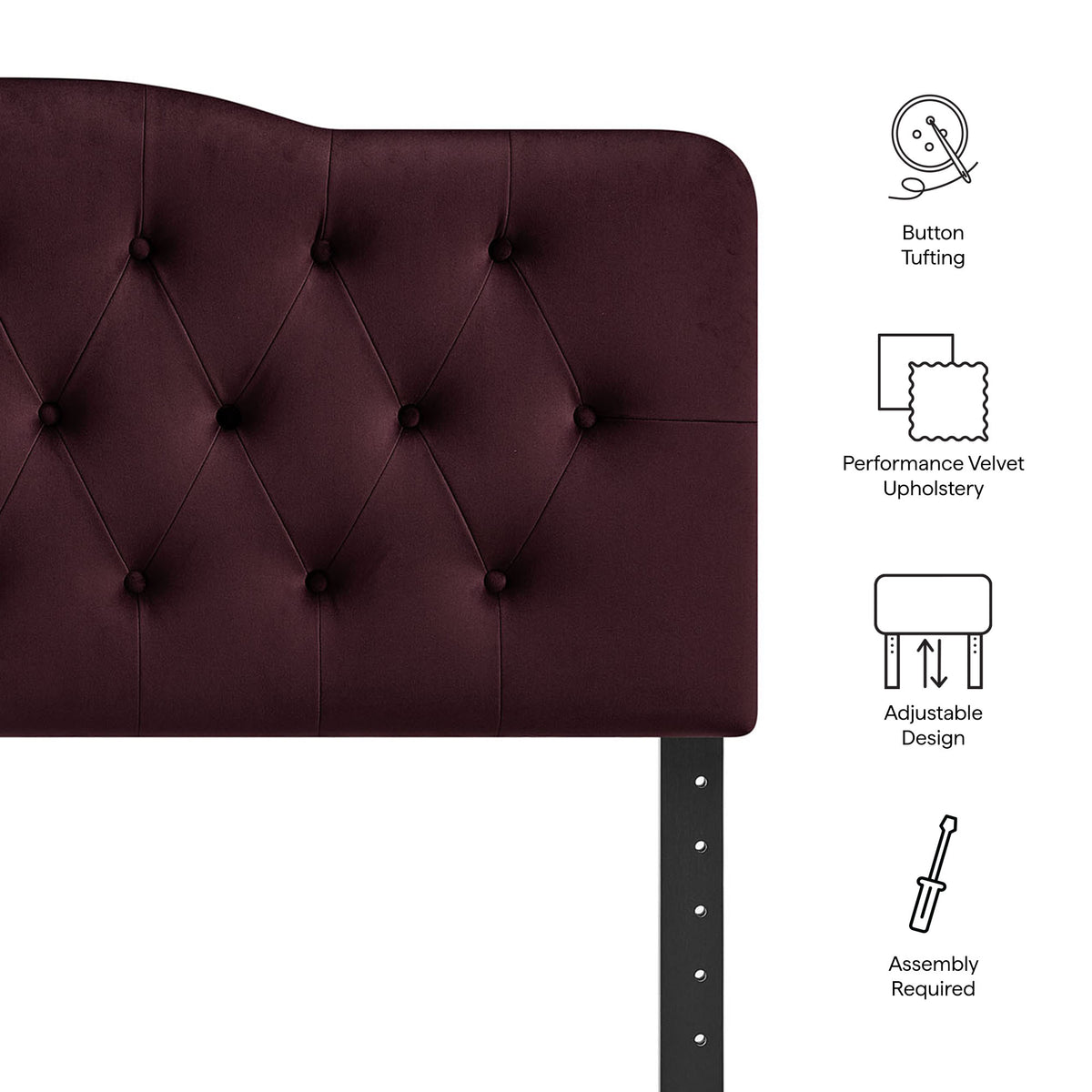 Annabel Stain-Resistant Performance Velvet Full Headboard - Mulberry
