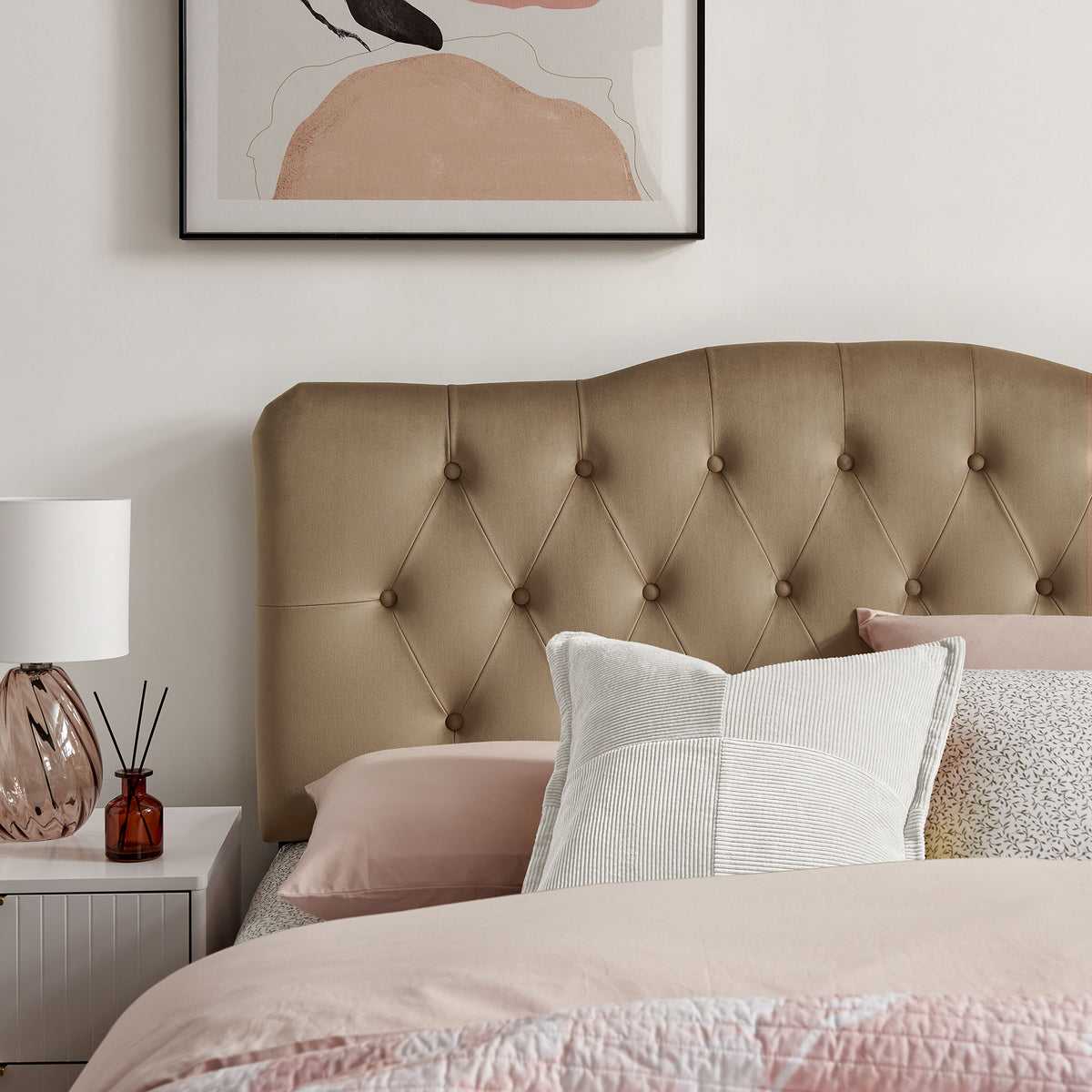 Annabel Stain-Resistant Performance Velvet Full Headboard - Taupe