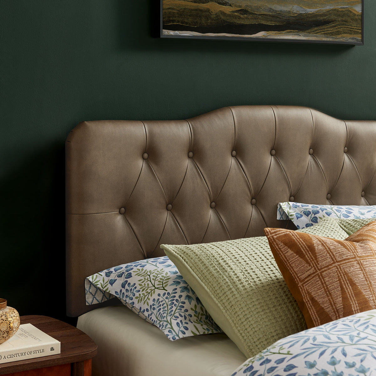 Annabel Vegan Leather Full Headboard - Mushroom