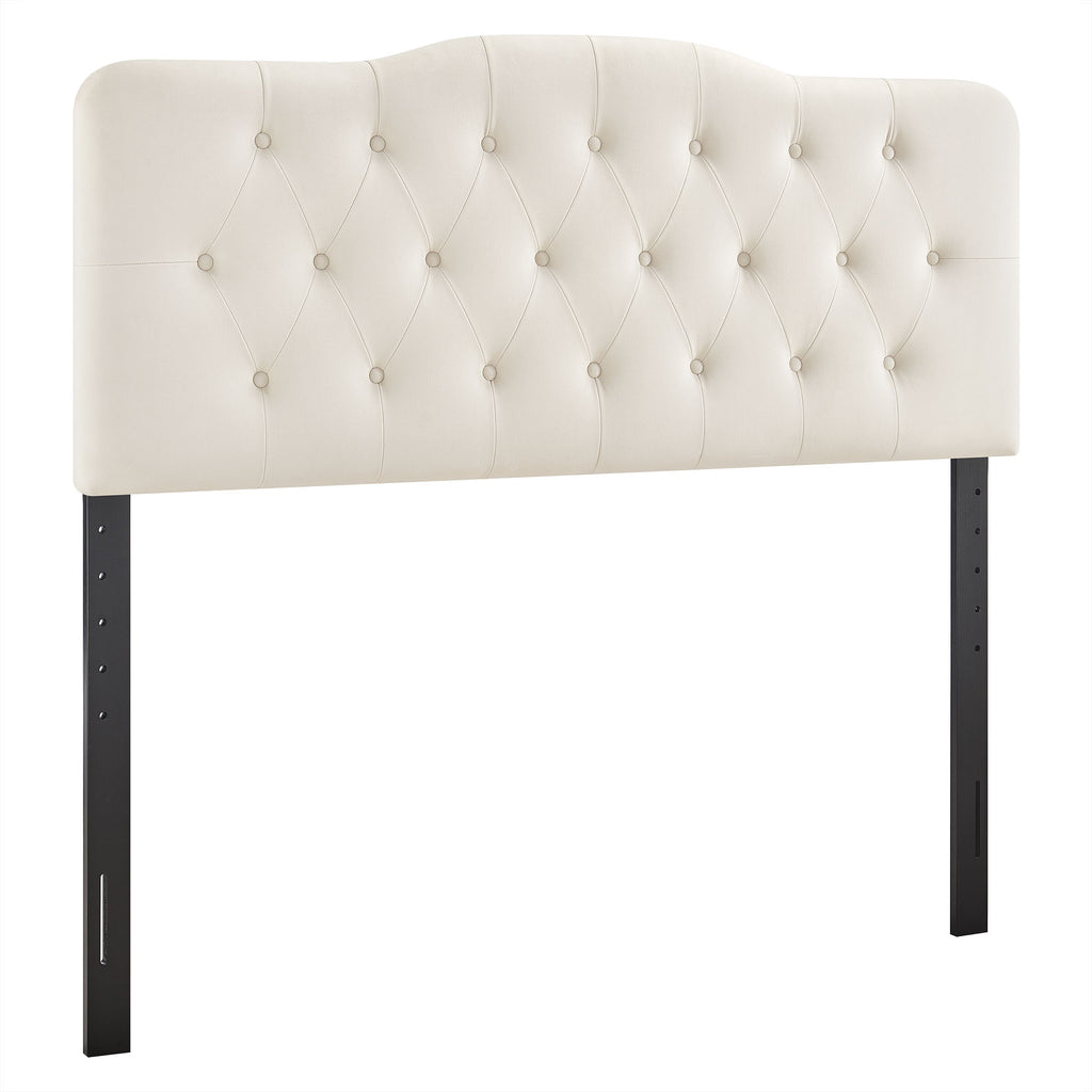 Annabel Stain-Resistant Performance Velvet Queen Headboard - Alabaster