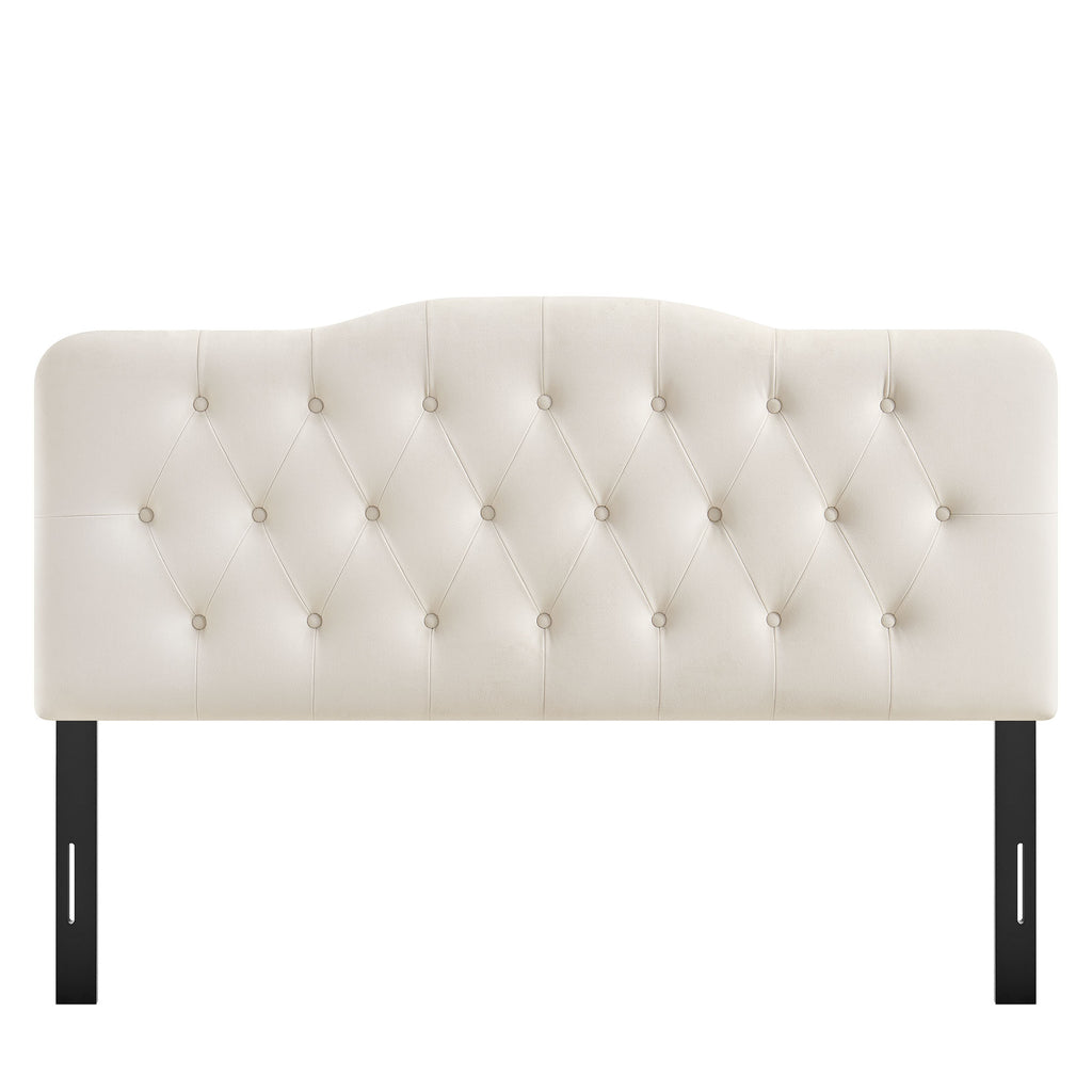 Annabel Stain-Resistant Performance Velvet Queen Headboard - Alabaster