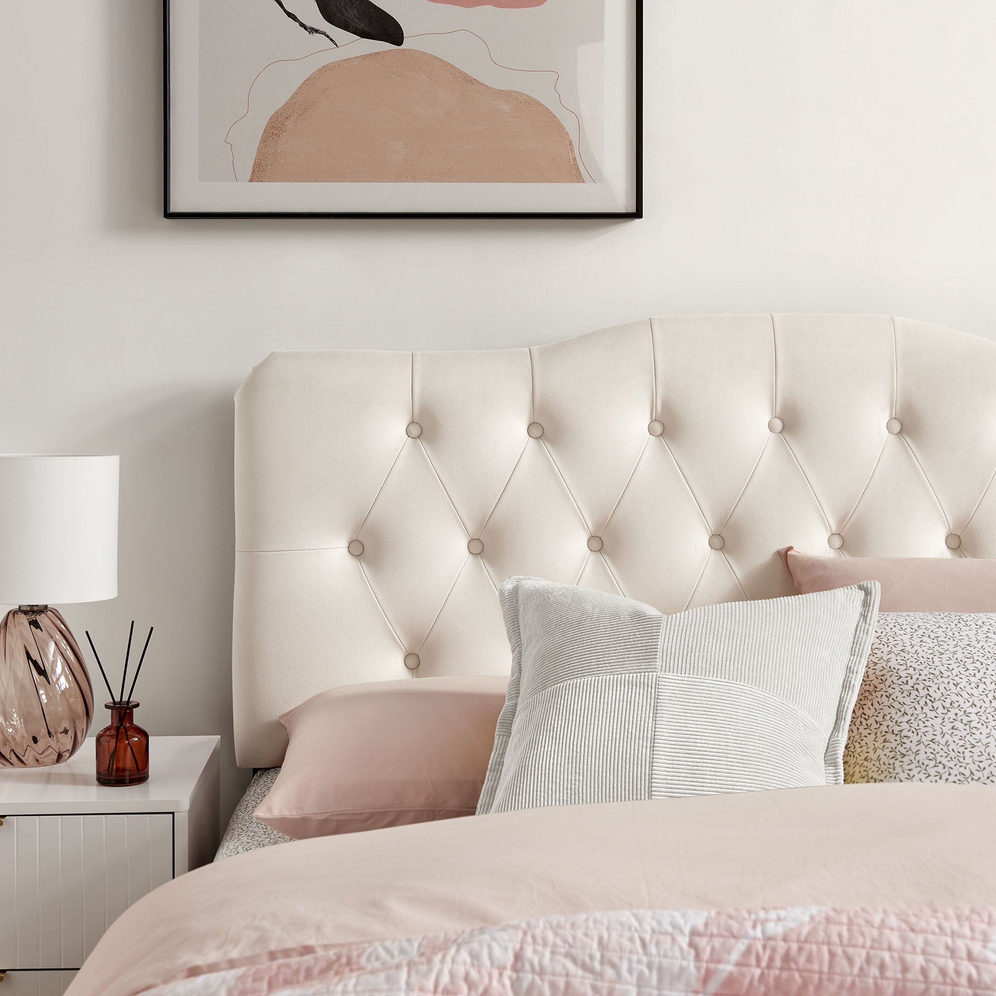 Annabel Stain-Resistant Performance Velvet Queen Headboard - Alabaster
