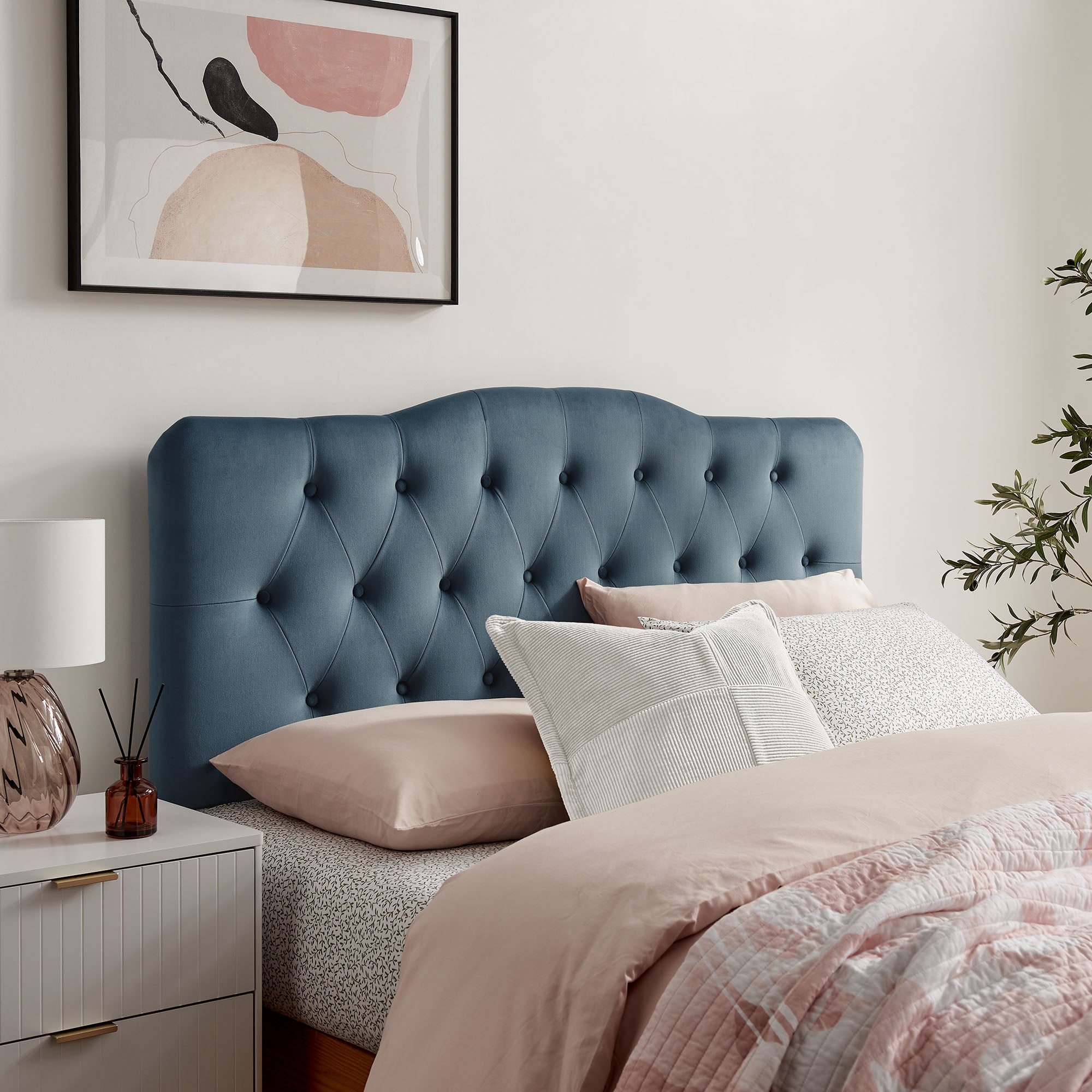 Annabel Stain-Resistant Performance Velvet Queen Headboard - Cadet Blue