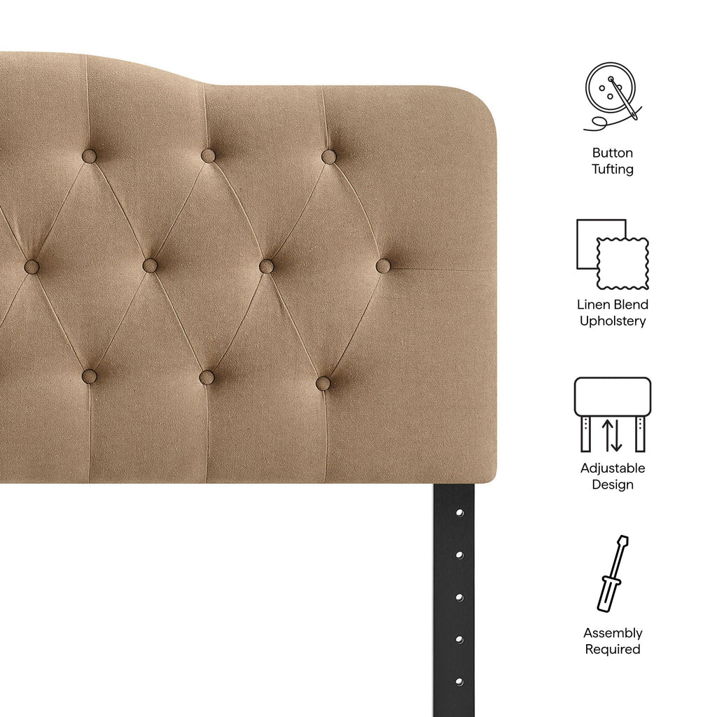 Annabel Premium Linen Blend Queen Headboard - Almond