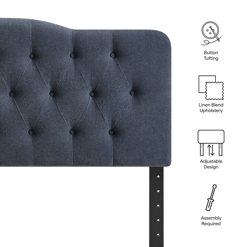 Annabel Premium Linen Blend Queen Headboard - Denim