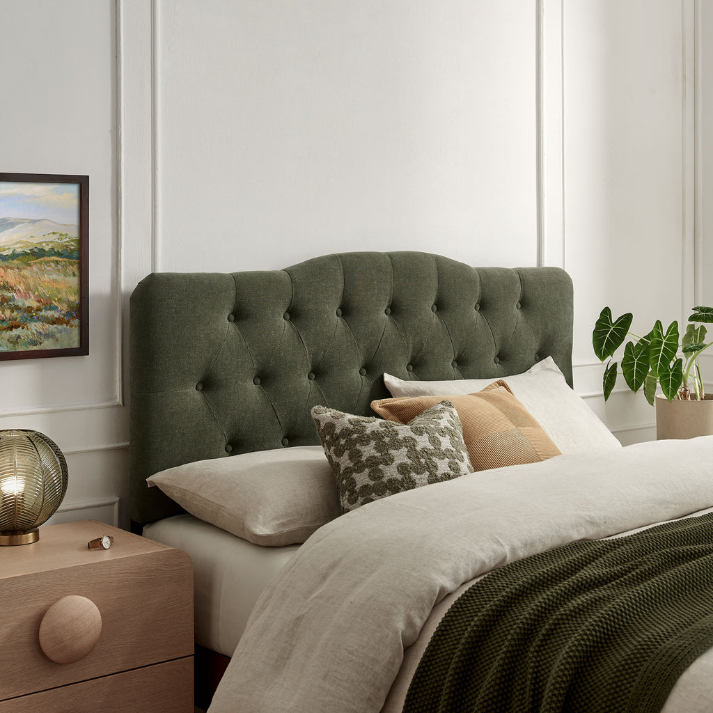 Annabel Premium Linen Blend Queen Headboard - Sage