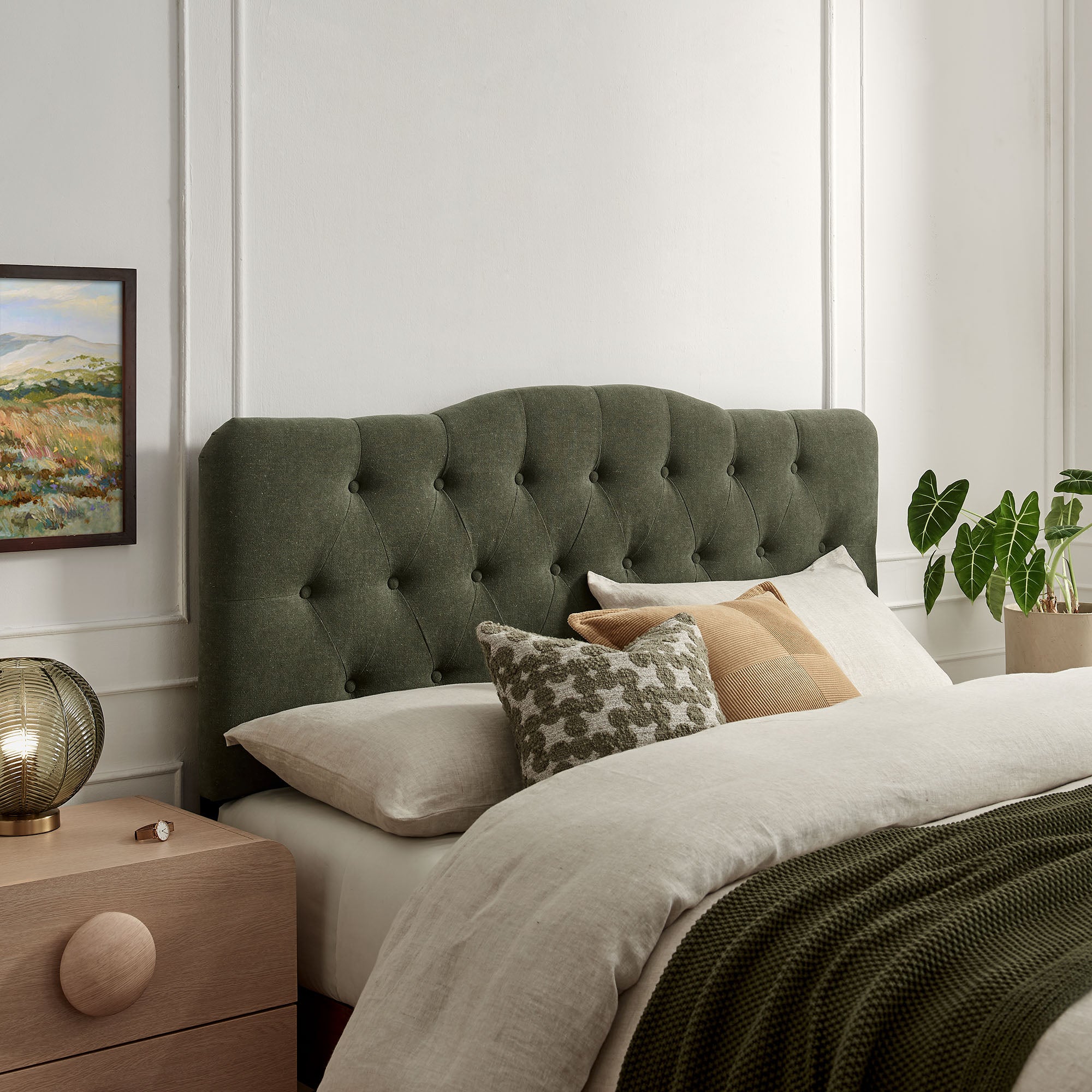 Annabel Premium Linen Blend Queen Headboard - Sage