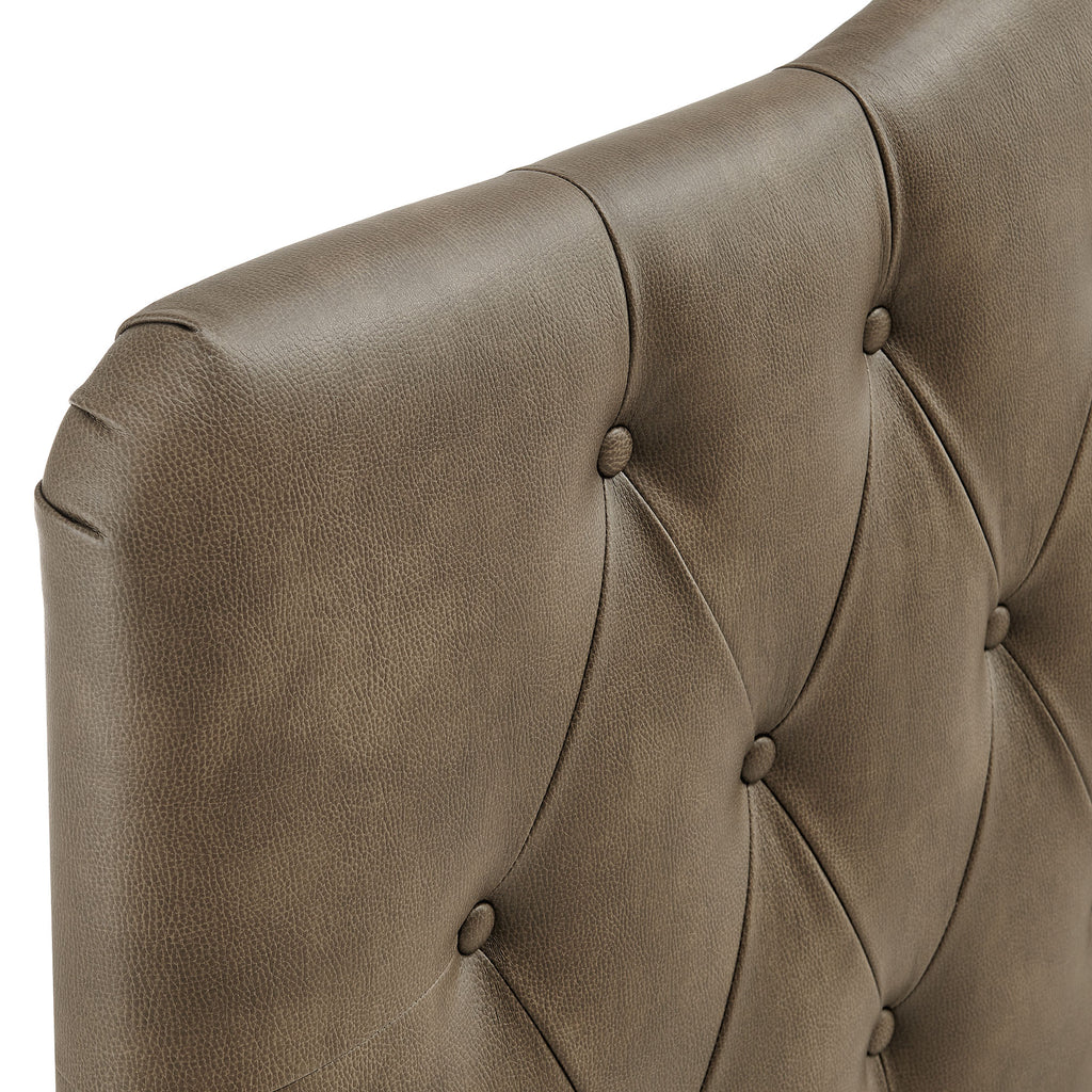 Annabel Faux Leather Queen Headboard - Mushroom