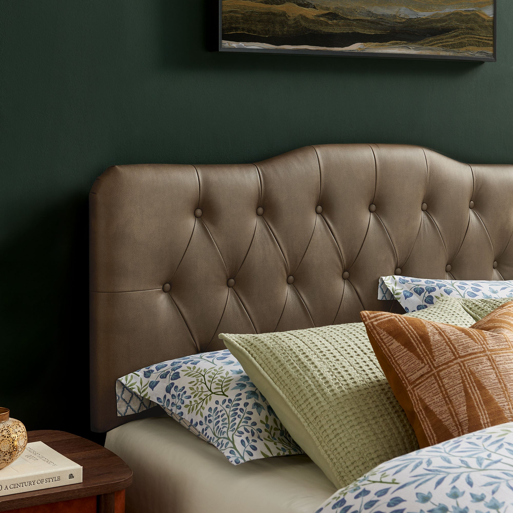 Annabel Faux Leather Queen Headboard - Mushroom