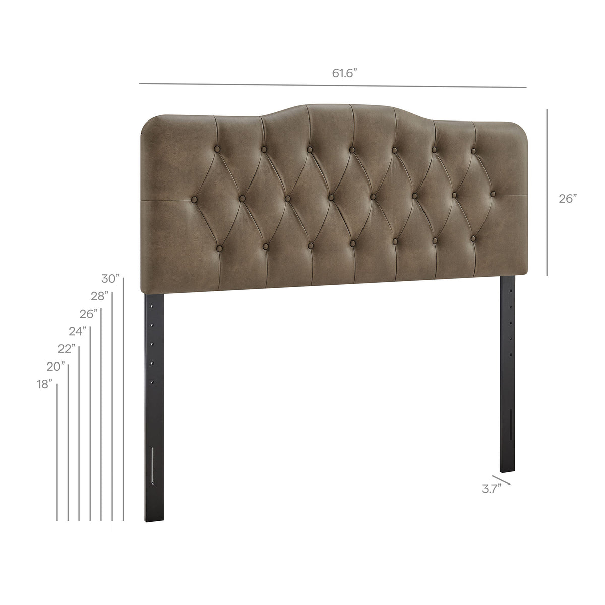 Annabel Faux Leather Queen Headboard - Mushroom