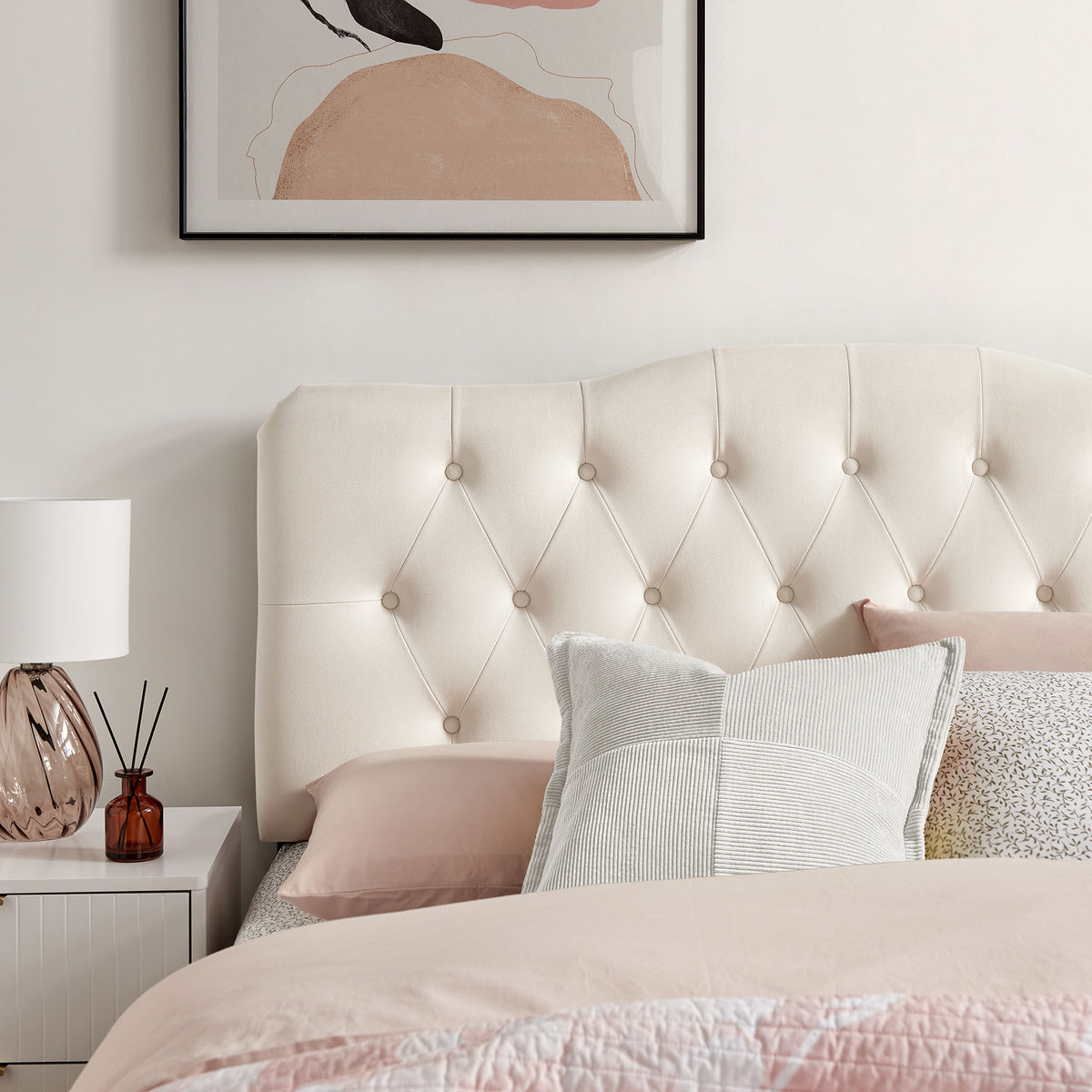 Annabel Stain-Resistant Performance Velvet King Headboard - Alabaster