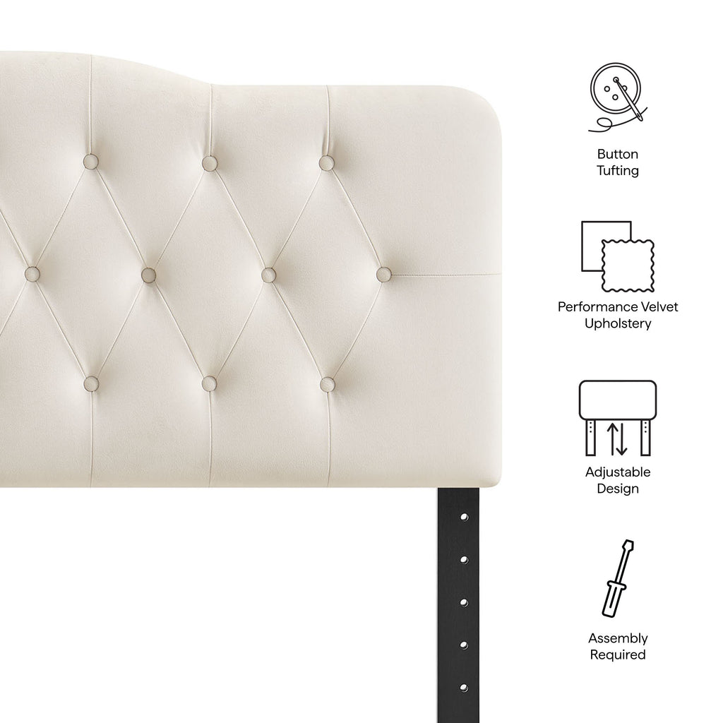 Annabel Stain-Resistant Performance Velvet King Headboard - Alabaster
