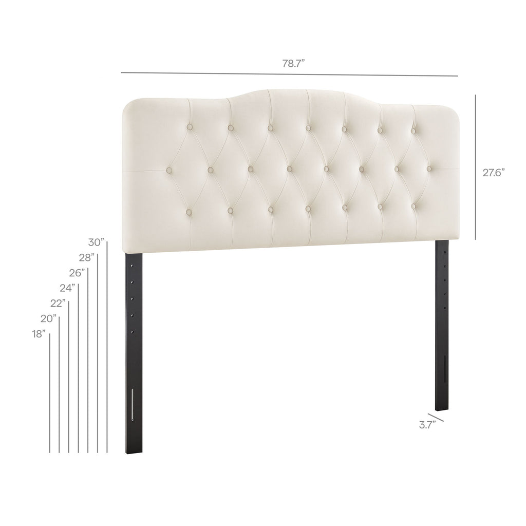 Annabel Stain-Resistant Performance Velvet King Headboard - Alabaster