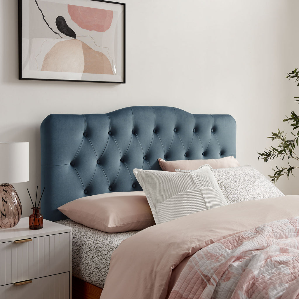 Annabel Stain-Resistant Performance Velvet King Headboard - Cadet Blue