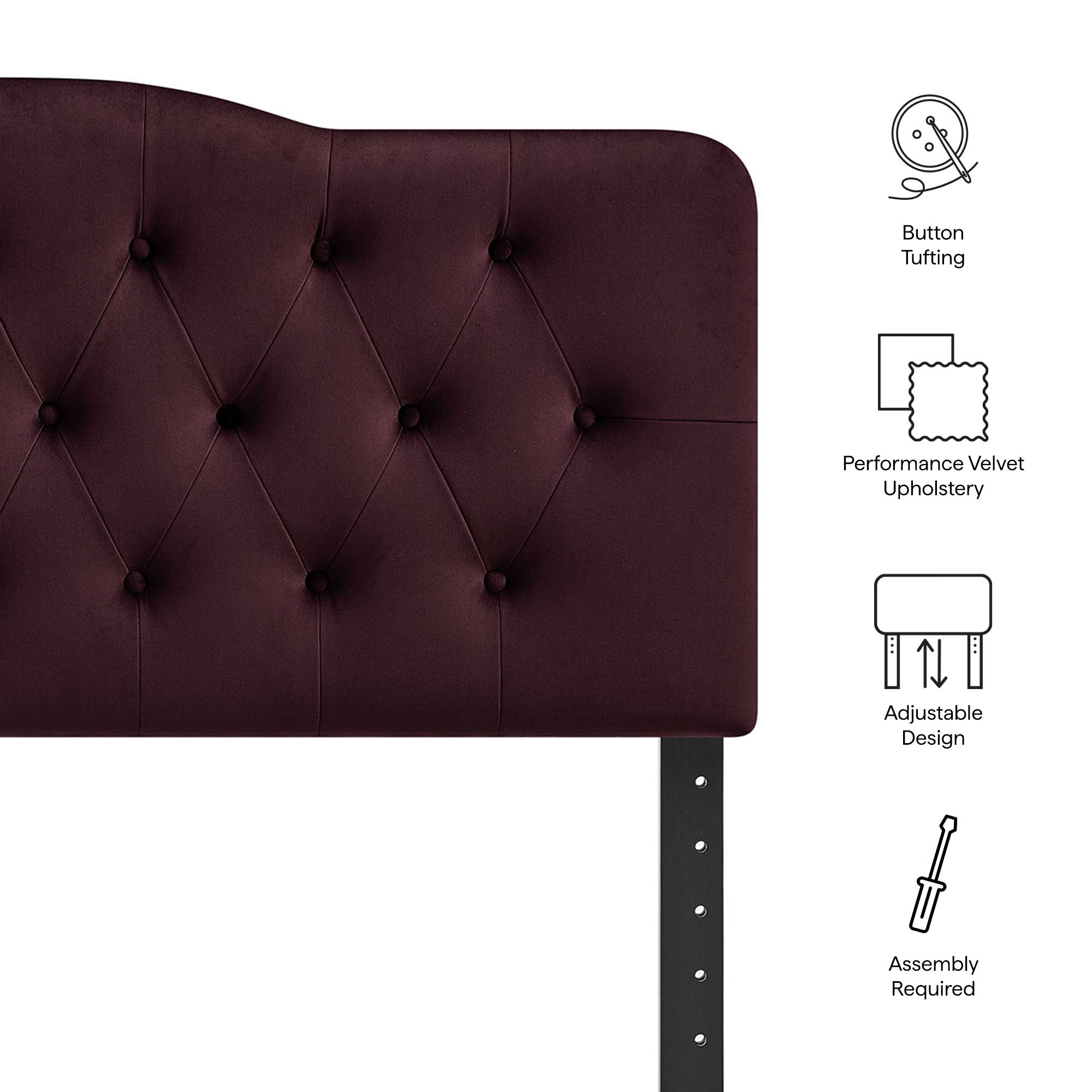 Annabel Stain-Resistant Performance Velvet King Headboard - Mulberry