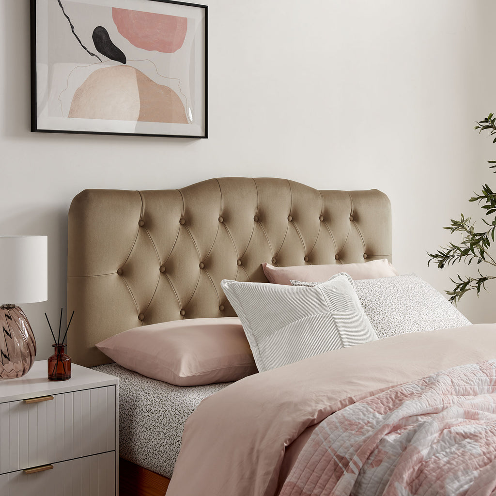Annabel Stain-Resistant Performance Velvet King Headboard - Taupe