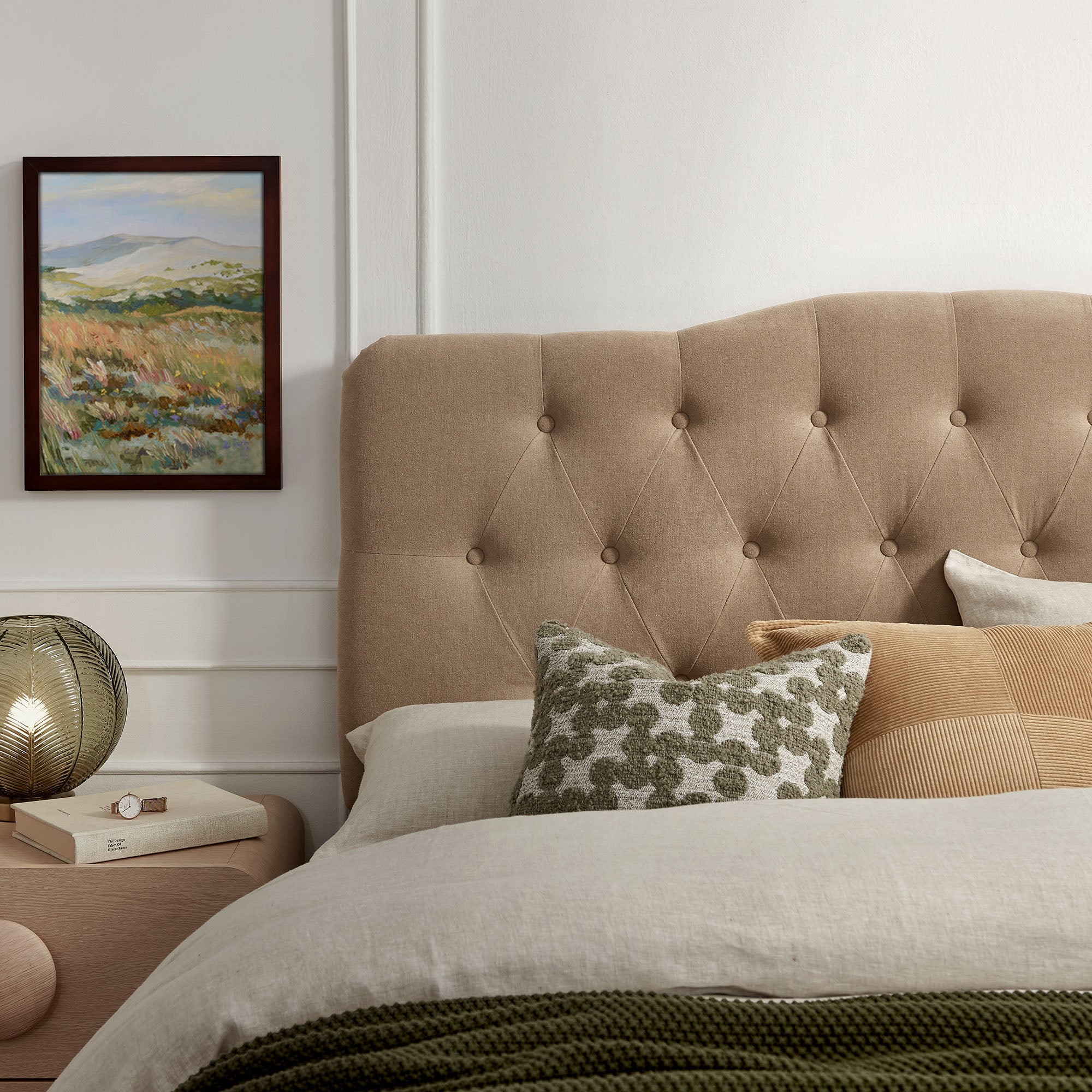Annabel Premium Linen Blend King Headboard - Almond