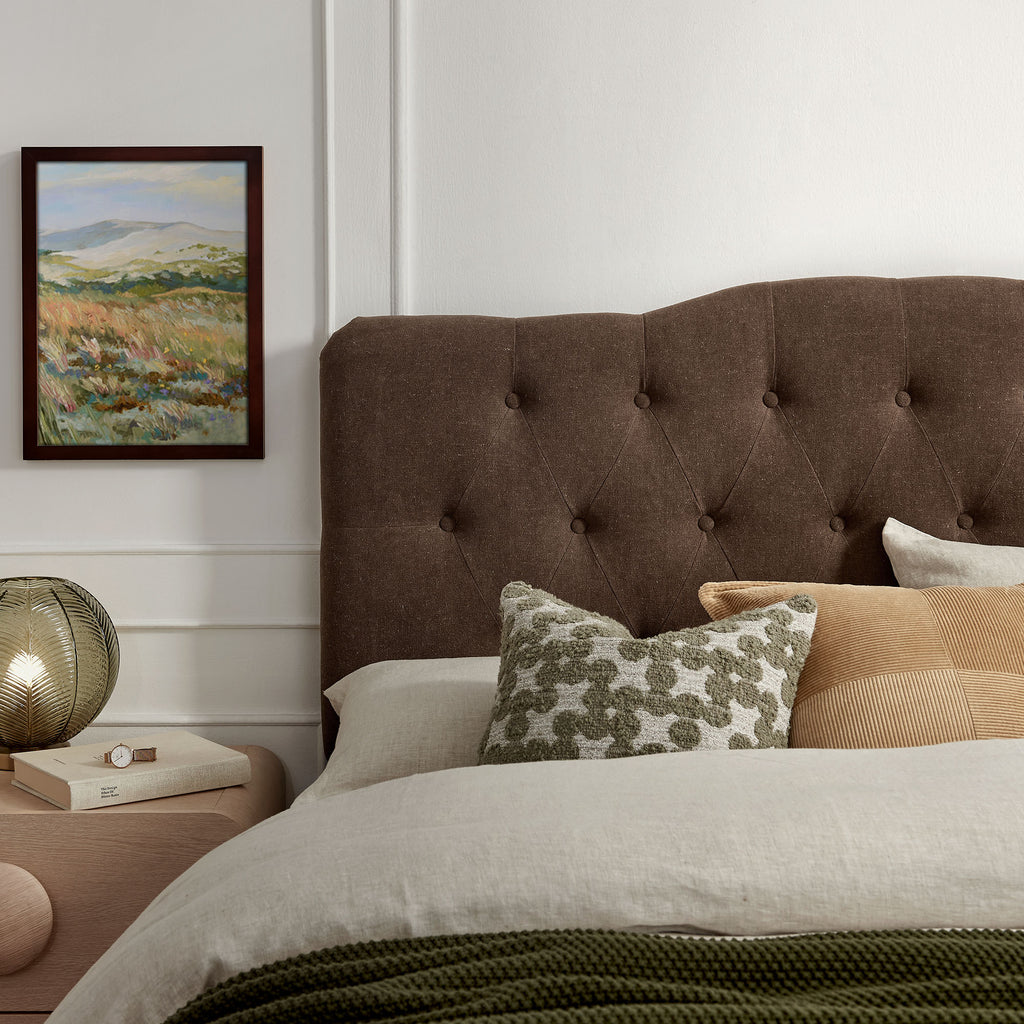 Annabel Premium Linen Blend King Headboard - Cocoa