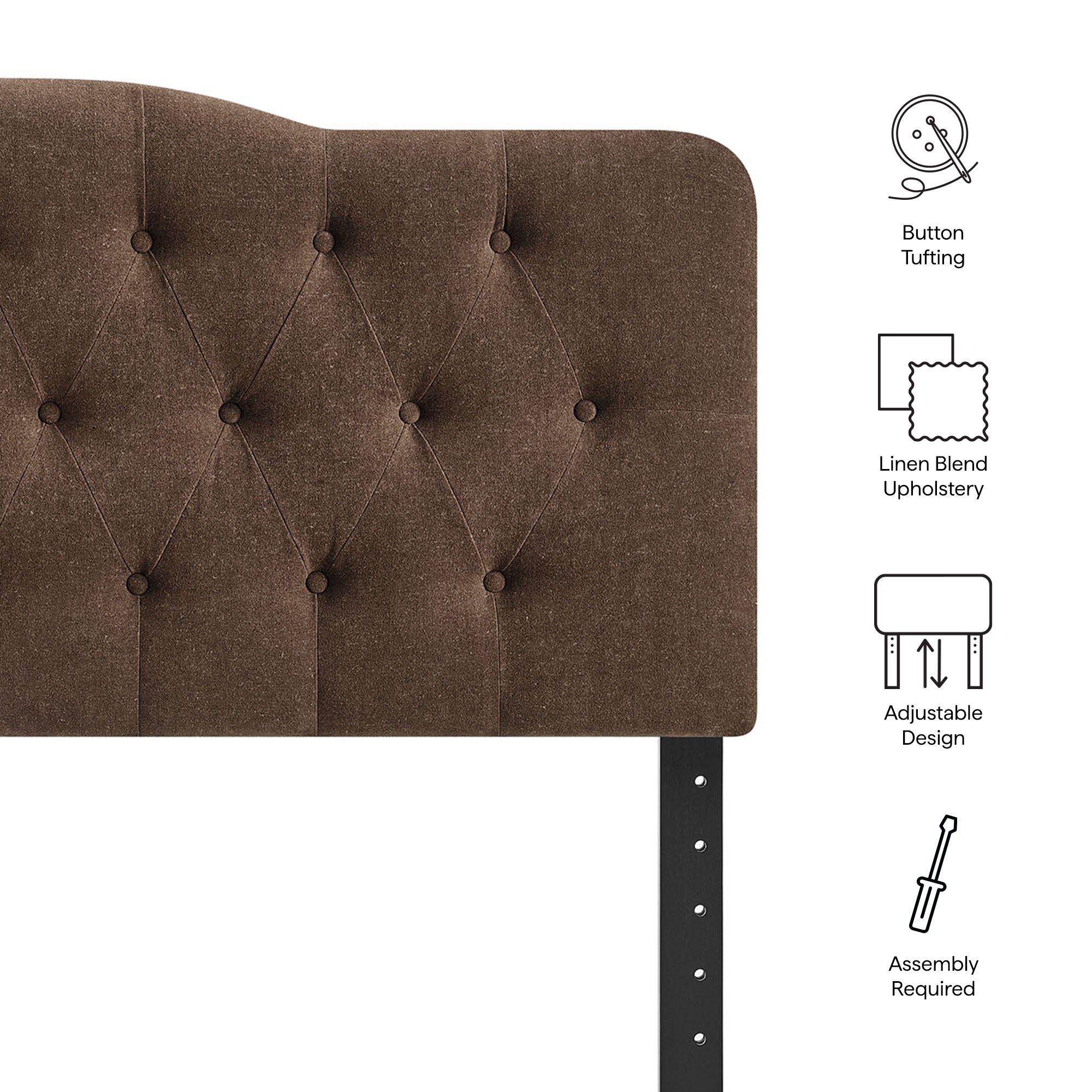 Annabel Premium Linen Blend King Headboard - Cocoa