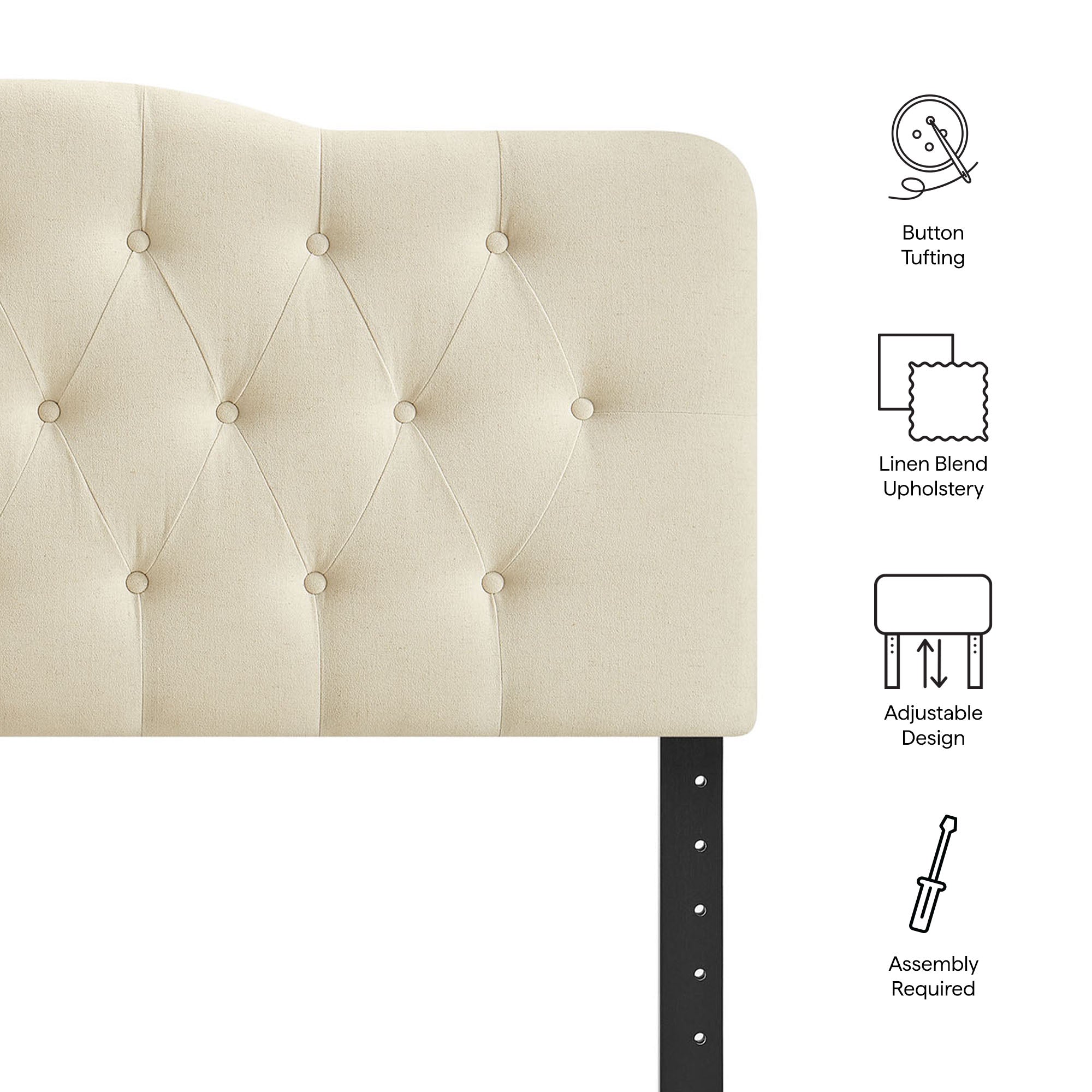 Annabel Premium Linen Blend King Headboard