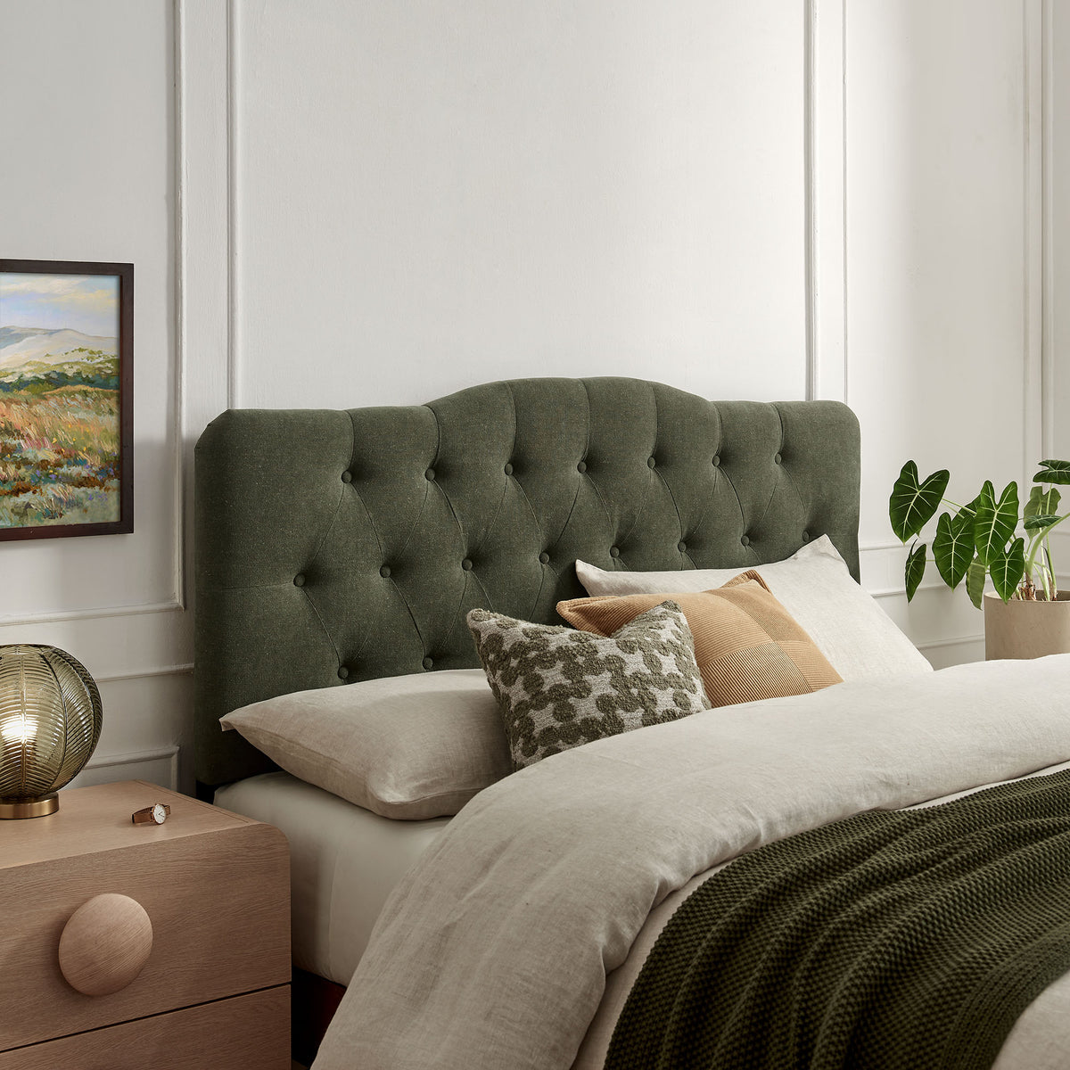 Annabel Premium Linen Blend King Headboard - Sage