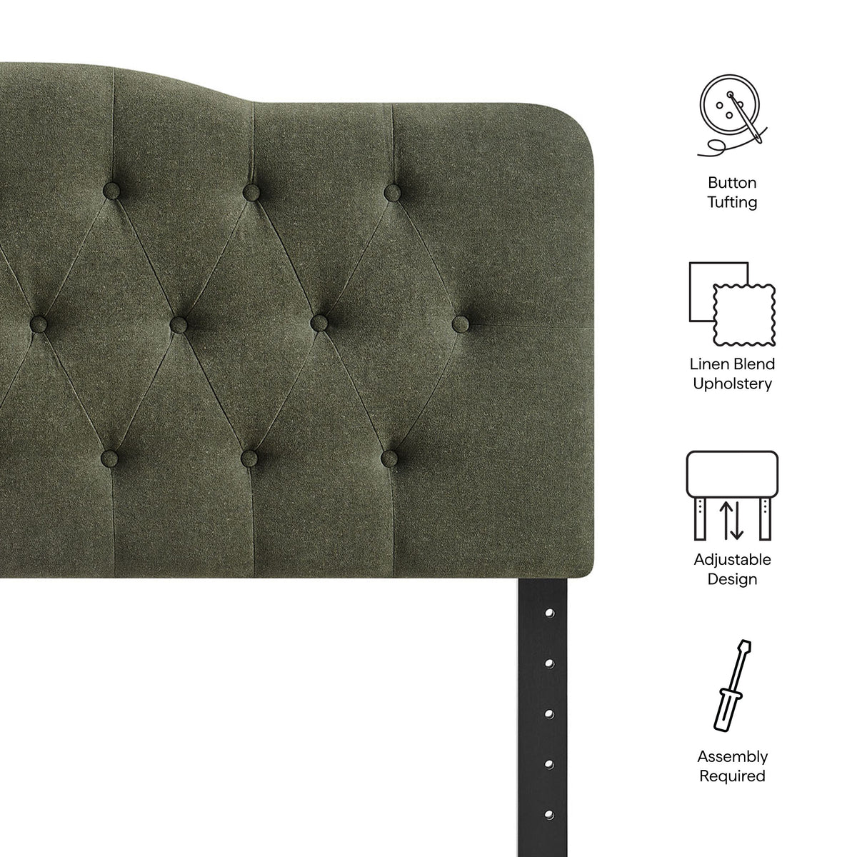 Annabel Premium Linen Blend King Headboard - Sage