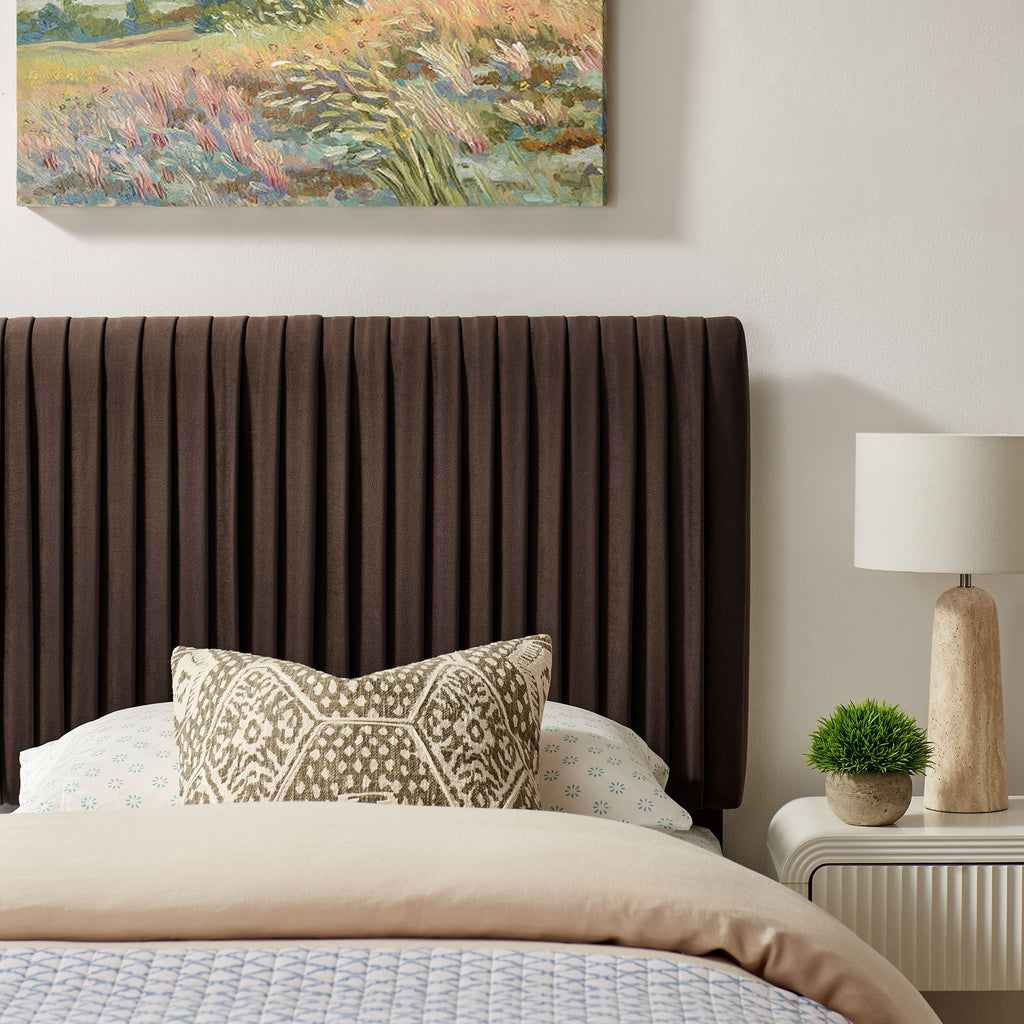 Eloise Stain-Resistant Performance Velvet Twin Headboard - Chocolate Brown