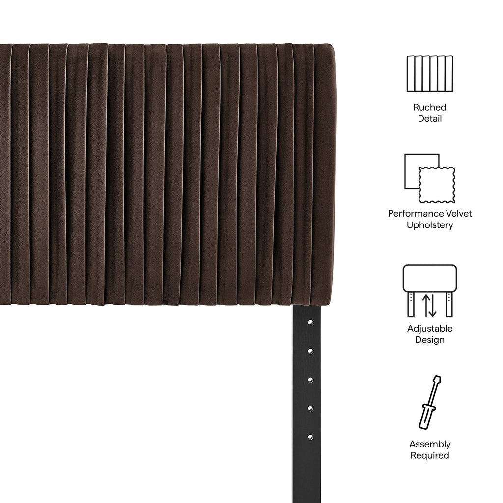 Eloise Stain-Resistant Performance Velvet Twin Headboard - Chocolate Brown