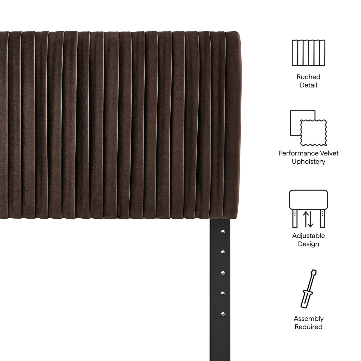 Eloise Stain-Resistant Performance Velvet Twin Headboard - Chocolate Brown