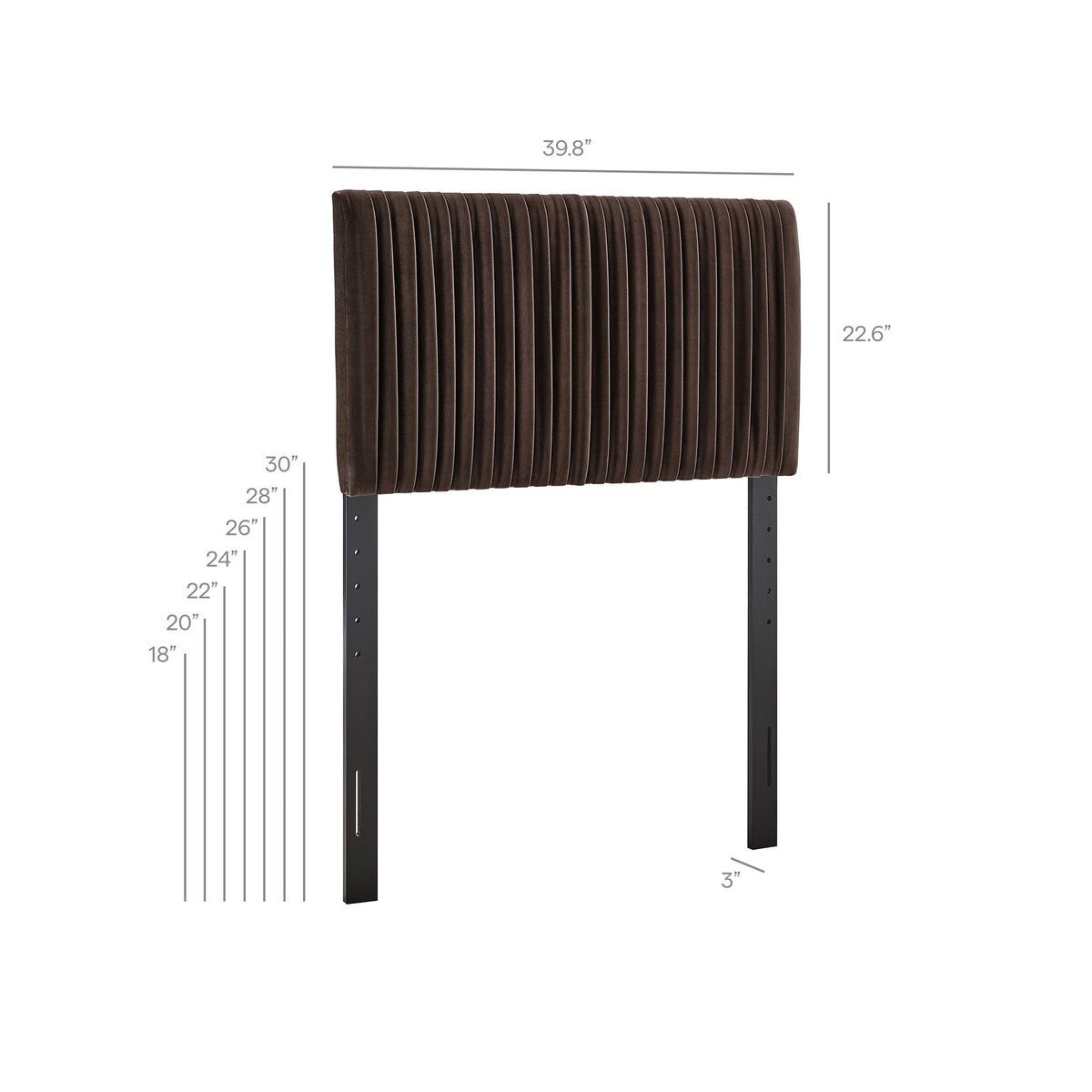 Eloise Stain-Resistant Performance Velvet Twin Headboard - Chocolate Brown