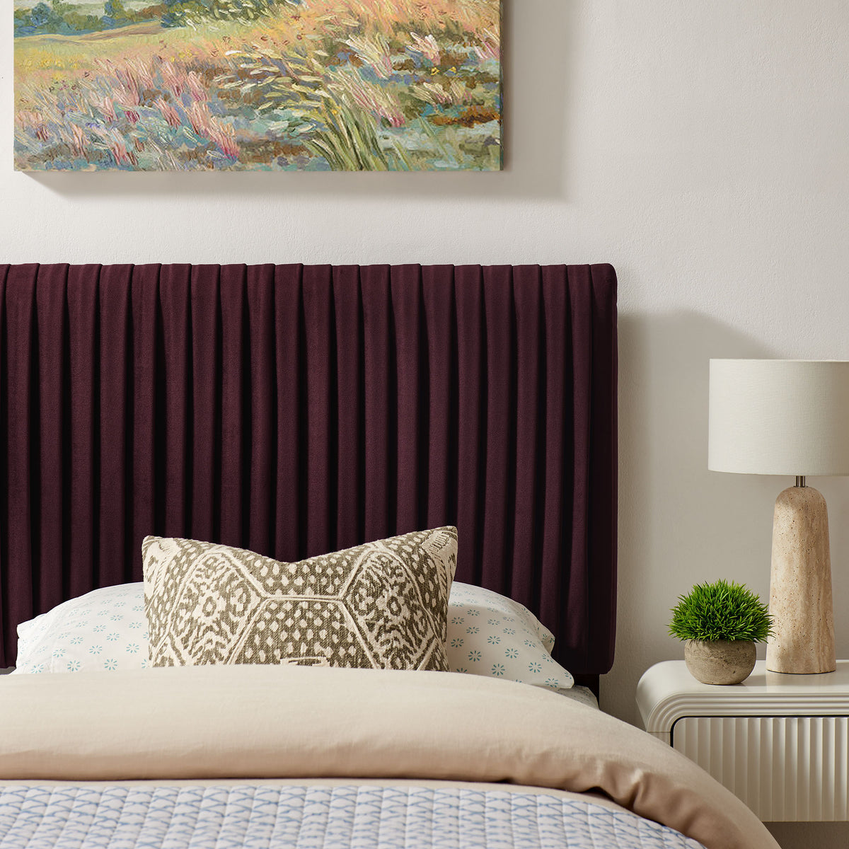 Eloise Stain-Resistant Performance Velvet Twin Headboard - Mulberry