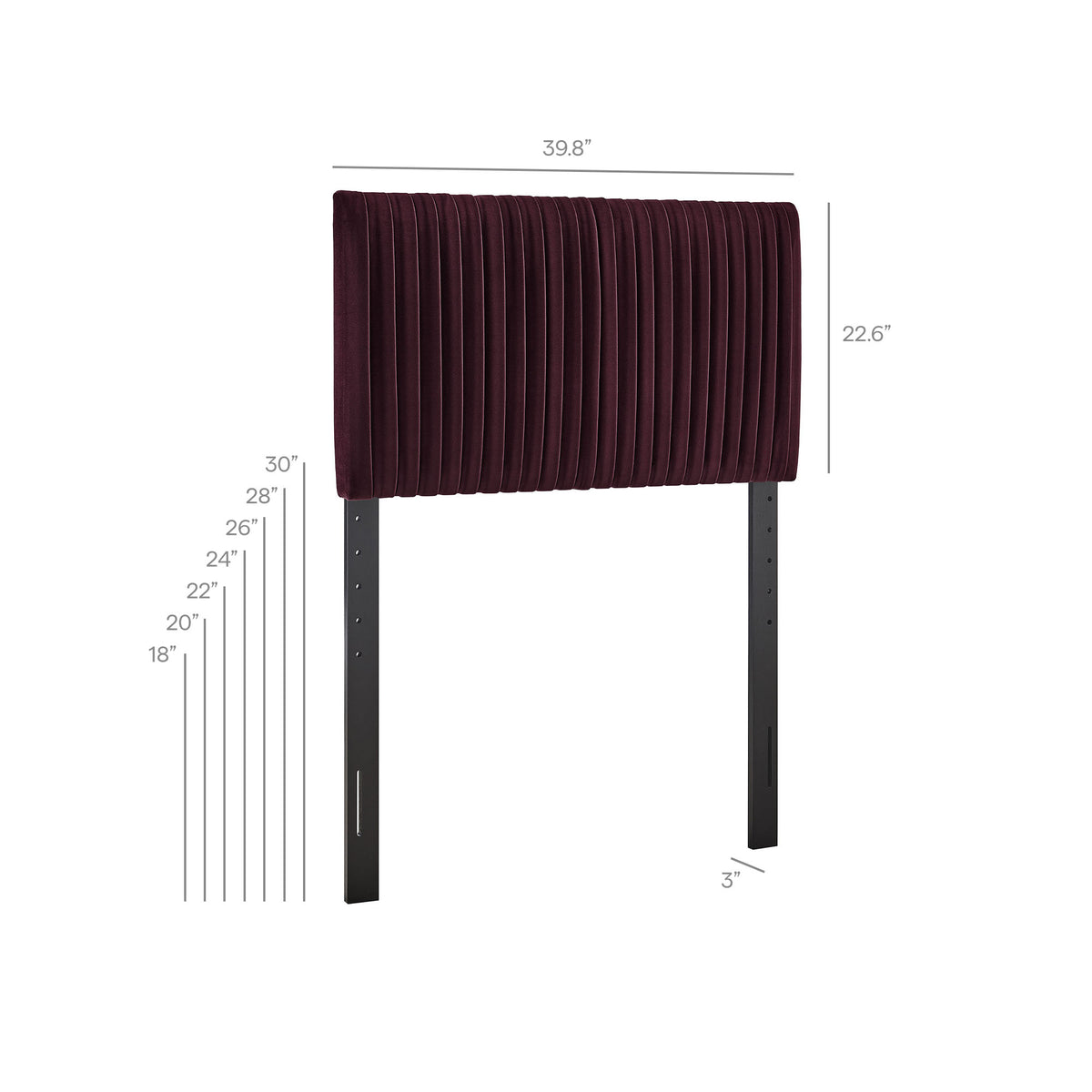 Eloise Stain-Resistant Performance Velvet Twin Headboard - Mulberry