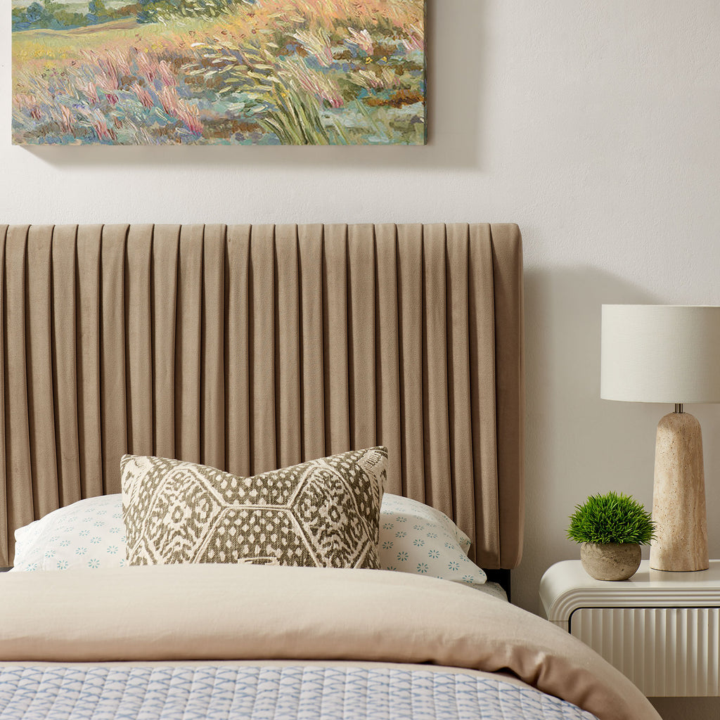 Eloise Stain-Resistant Performance Velvet Twin Headboard - Taupe