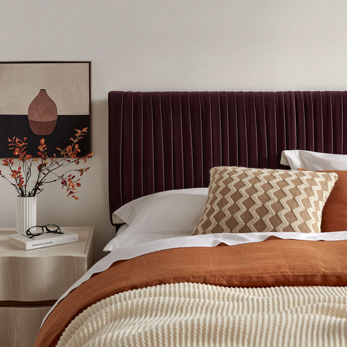 Eloise Stain-Resistant Performance Velvet Full Headboard - Mulberry